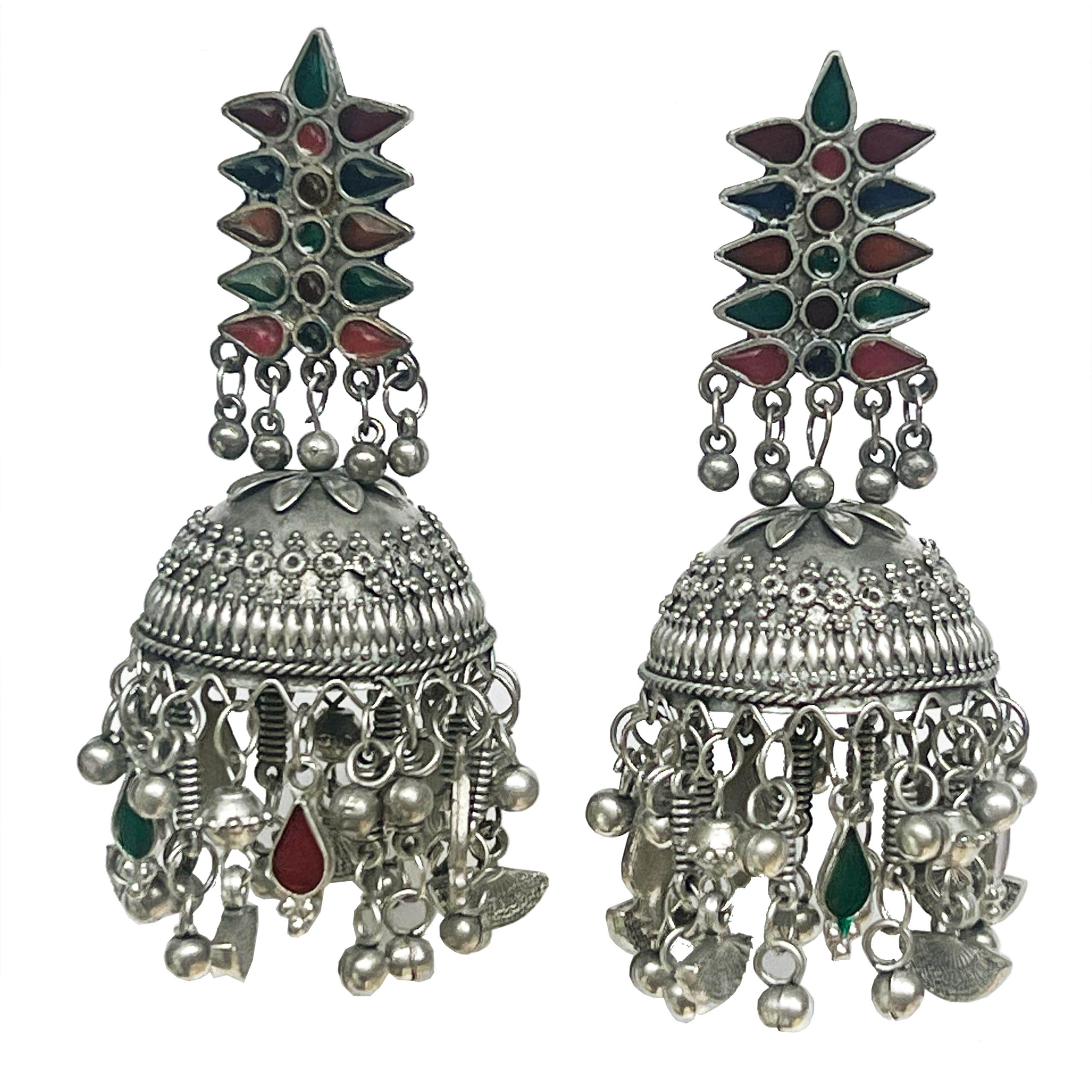 The Style Courtyard Dome Shaped Afghani Earrings With Multi-Color Stones, Big Sized Yet Light Weight, A Statement Jewelry Amd Eye Catcher (B0D4VMP8RR) Amazon Price History, Amazon Price Tracker