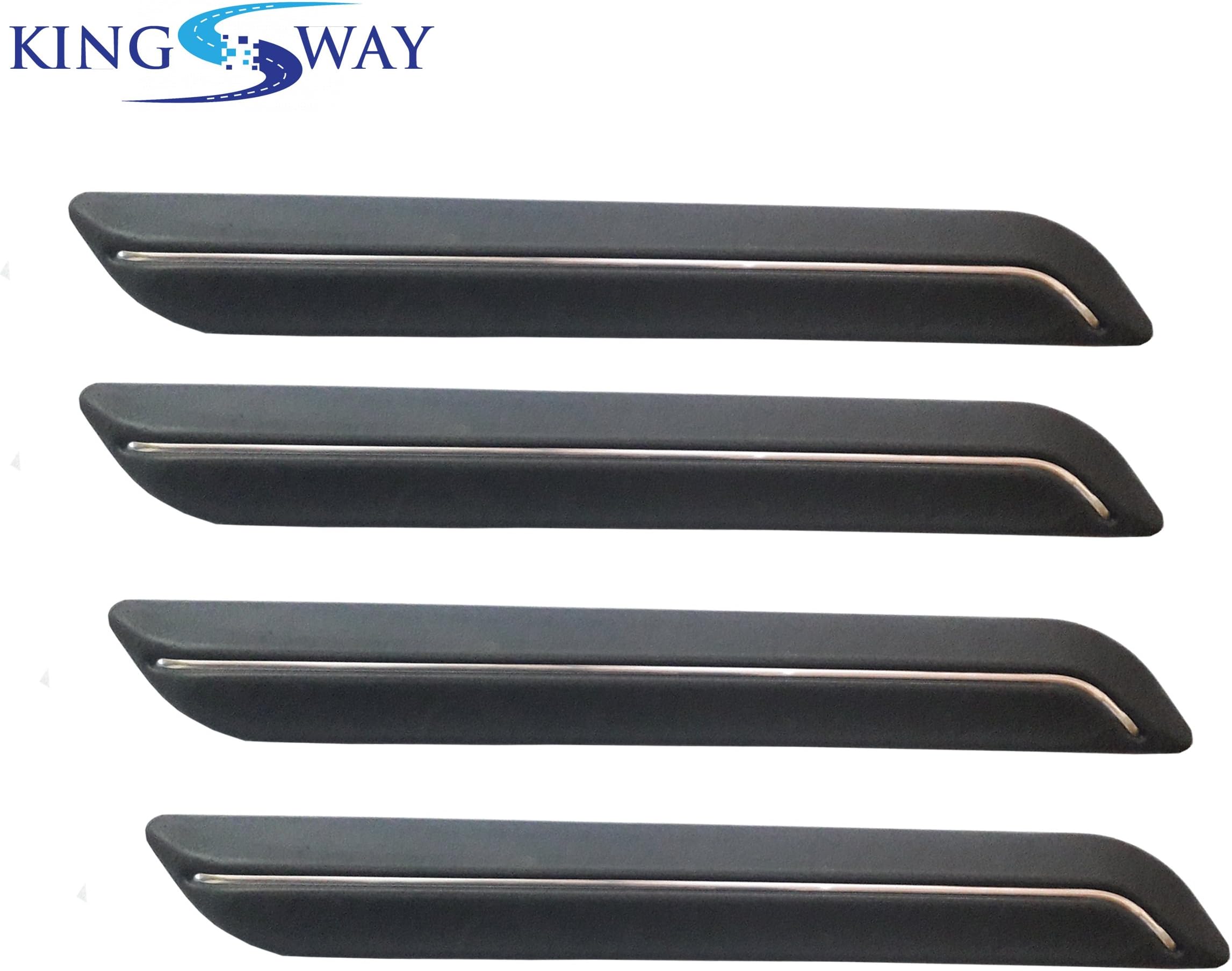 Kingsway Feather Feast Car Bumper Guard / Anti-Collision Protector / Scratch Guard, Strong & Durable, Universal Use for Fiat Punto Evo 2012 - 2019, Single Chrome Line, Pack of 4 Pcs - Black