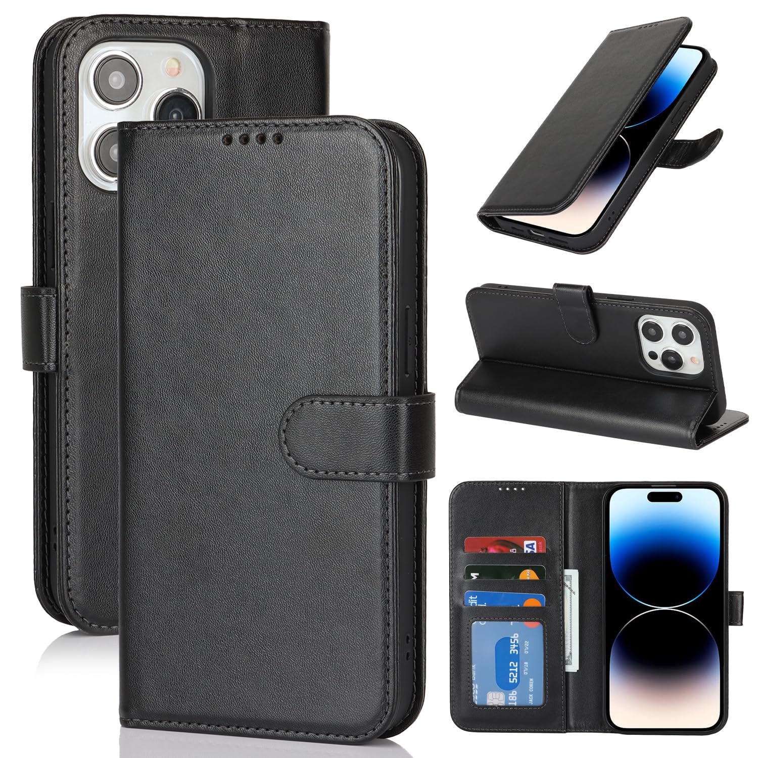 SunYoo for iPhone 14 Pro Max Case Wallet with Card Holder,for iPhone 14 Pro Max Wallet Case for Women Men,PU Leather Shockproof Magnetic Buckle Stand