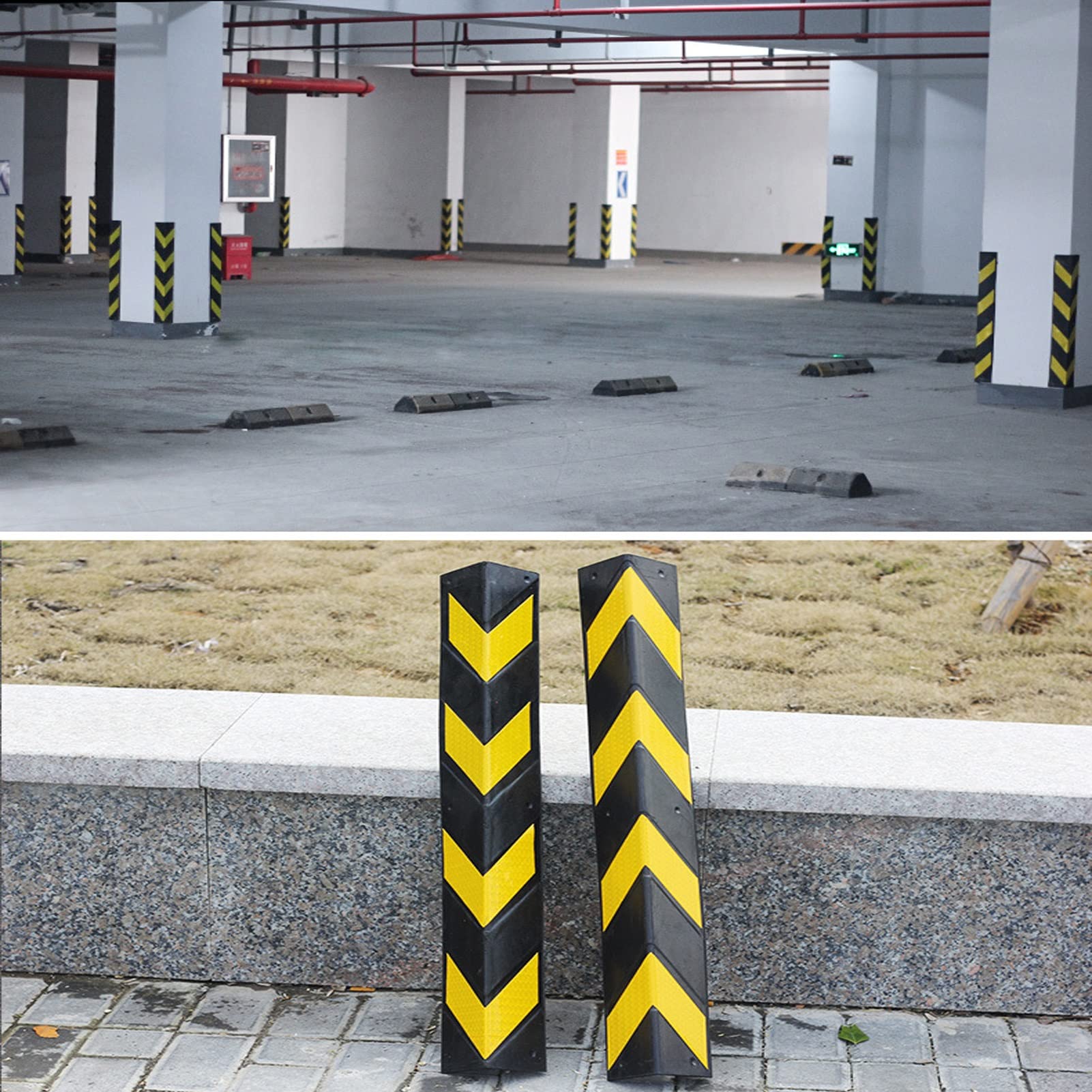 XPLKQXE Protector Columnas Garaje, Protección Reflectante De Bordes De Pared, Protección De Aparcamientos Y Almacenes, Bandas Amarillas De Seguridad (Color : Black+Yellow, Tamaño : 16pcs - 100x15x1c