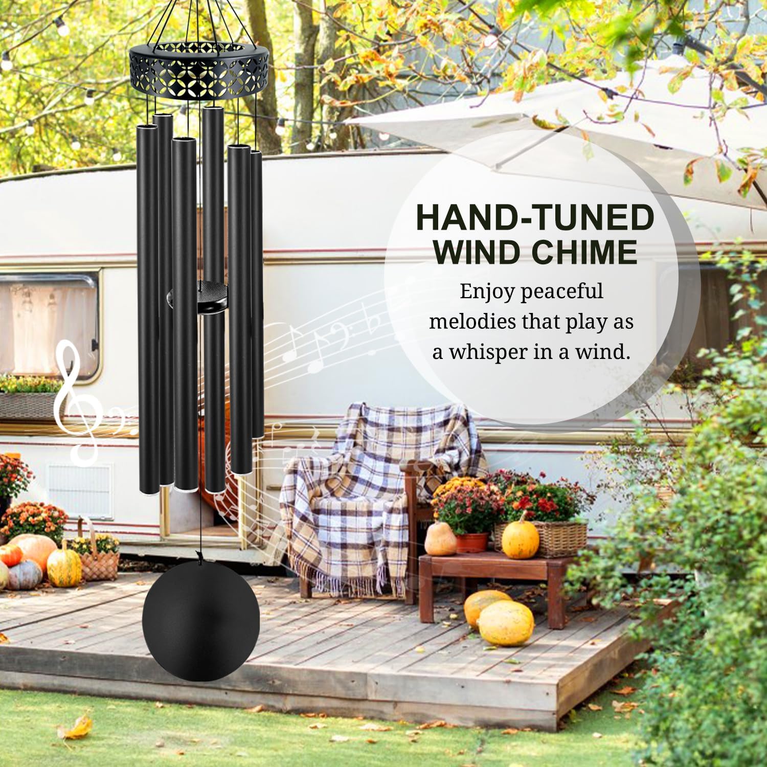 ASTARIN Windspiel für den Außenbereich, 122 cm tiefes Klangspiel für draußen, großes Windspiel mit 6 schweren Röhren, Gedenkspiel für den Außenbereich, für Garten, Hängedekoration, Beileidsgeschenke