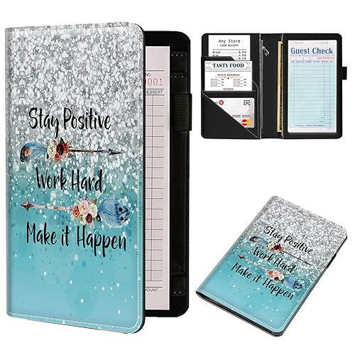 Organizador de libros para camarera, libros de servidor de citas inspiradoras azules para camarera, organizador de libro de camarero de piel