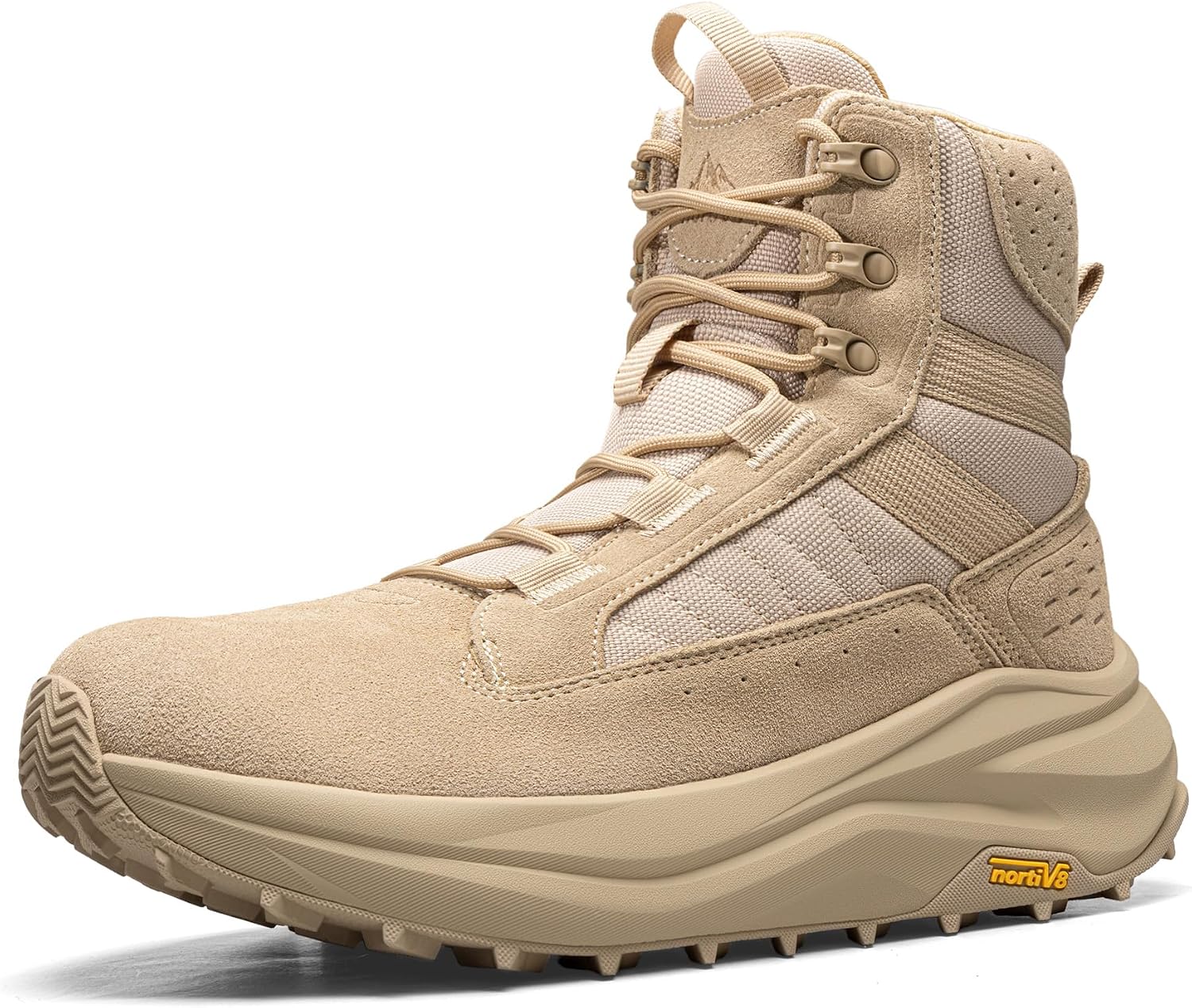 NORTIV 8 Men's Wide Toe Box Work Military Tactical Boots Barefoot Low Drop Leather Side Zipper Motorcycle Combat Boots for Plantar Fasciitis Bunion Pikes
