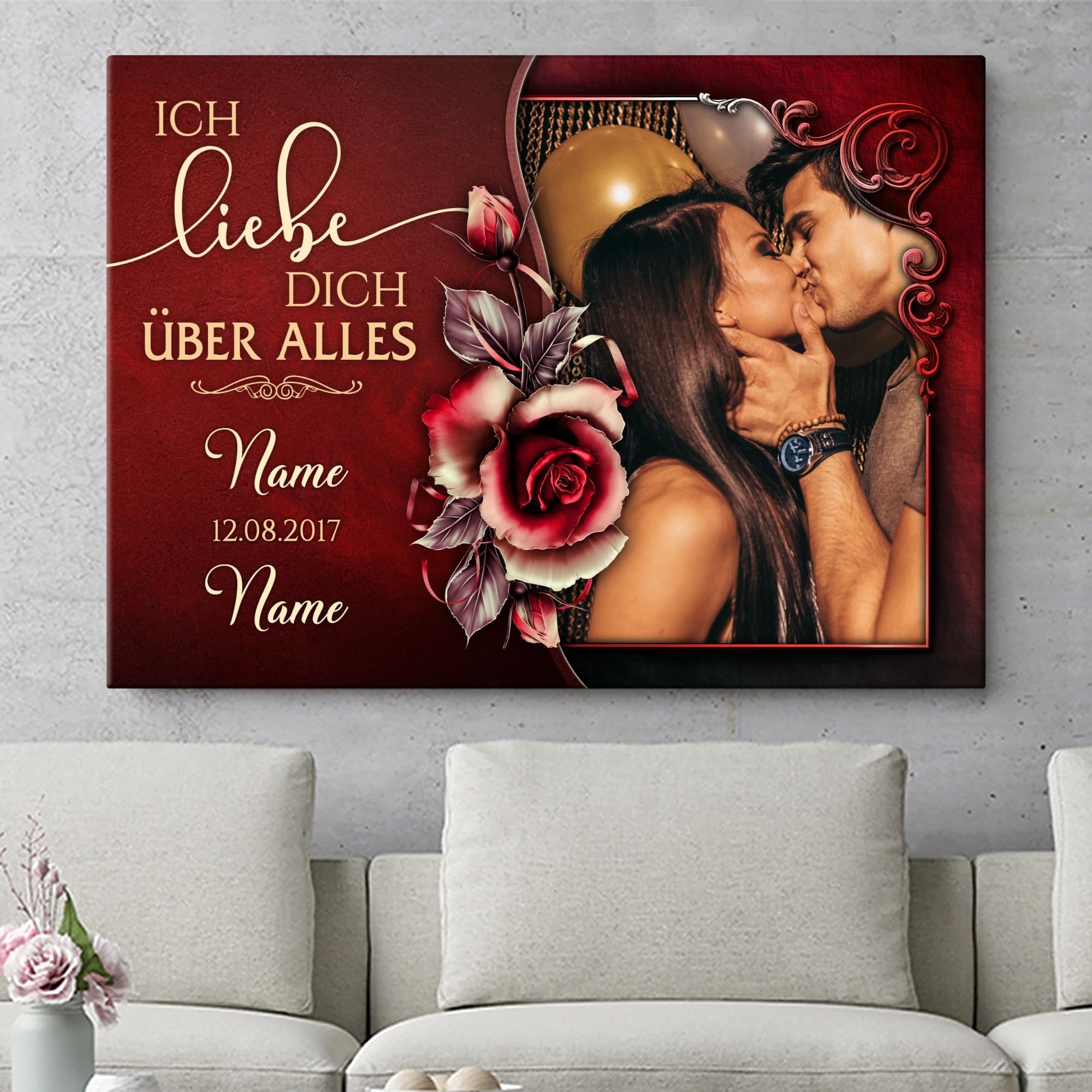 Liebesleinwand Das sind wir Fotoleinwand: Ich Dein, Du mein | Leinwandbildmit Foto, Namen und Datum | Wandbild gestalten | Jahrestag Geschenk für Frau Freundin Mann Freund