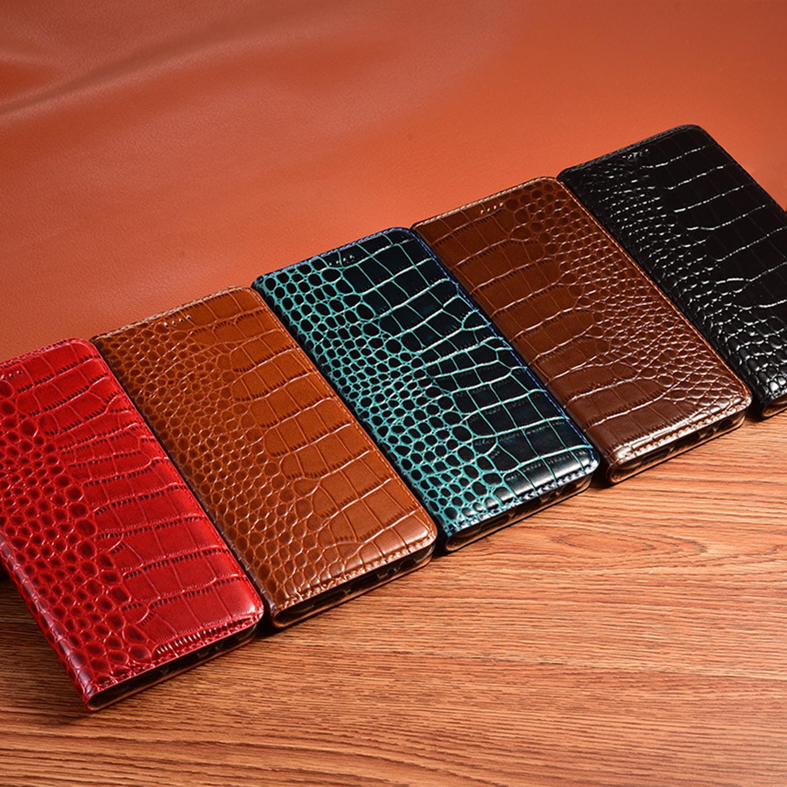 Etui z prawdziwej skóry do Samsung Galaxy S25 Ultra/S25 Plus/S25, struktura krokodyla, zapięcie magnetyczne, klapka, dla mężczyzn i kobiet, etui na telefon, czerwone, S25 Plus
