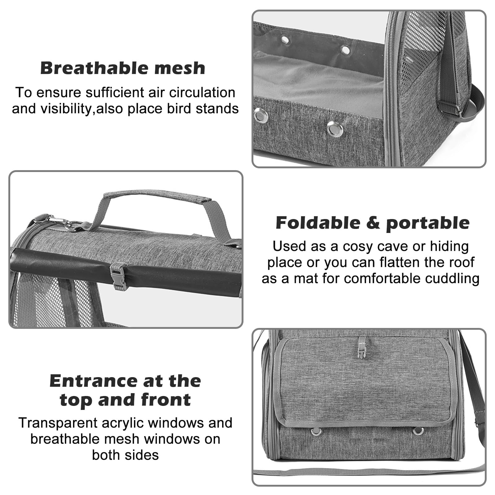 Petit sac de transport pour animal de compagnie avec coussin, sac de transport pour petit animal, boîte de transport pour chat avec ouverture latérale, sac de transport pour cochon d'Inde, boîte de