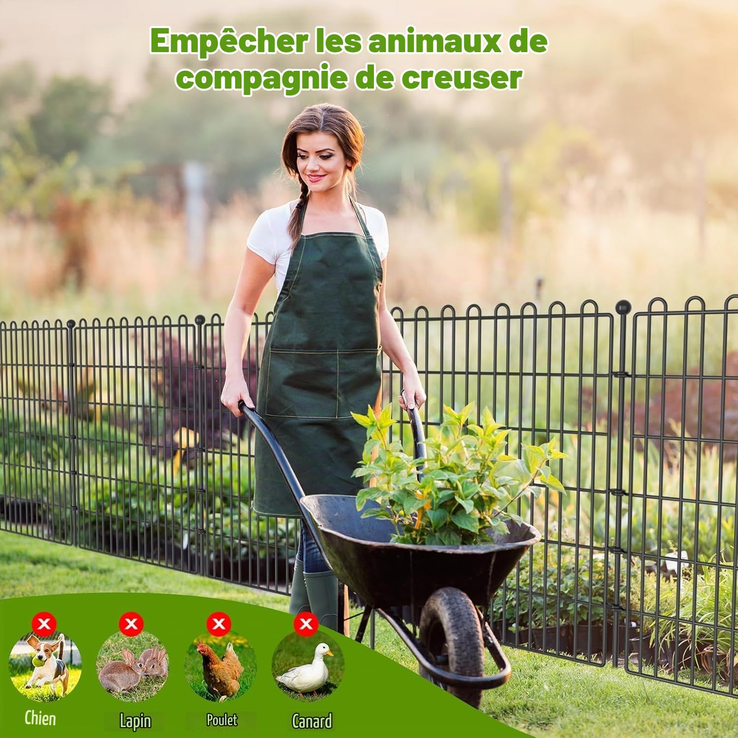 Clôture d'étang,Clôture Jardin Métallique 10 Panneaux (75x81cm) avec 11 Piquets d'Ancrage, Grillage pour Enclos à Chien, Démarcation de Terrain et Bassin