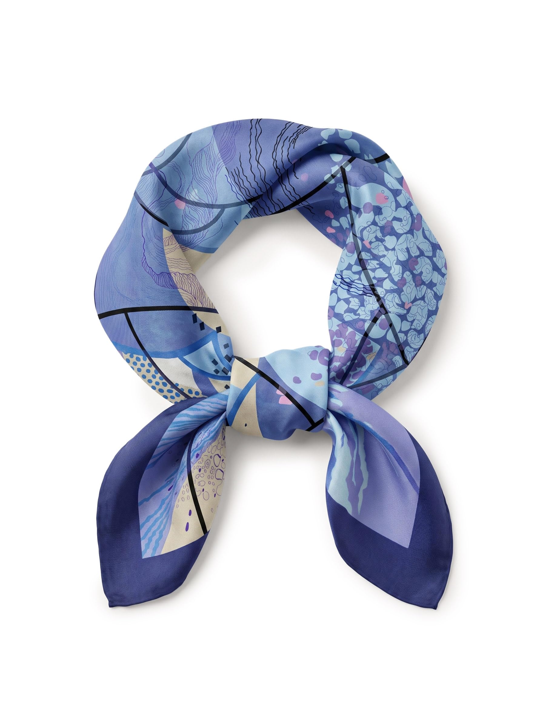 VIVISENCE Carré De Soie Femme 65 X 65 Cm, Foulard En Soie Naturelle 14 Momme, Bords Roulottés À La Main