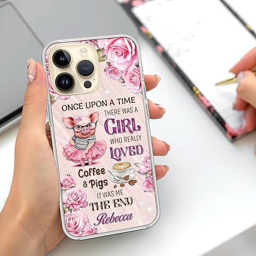 Miniatura 4 de Funda de teléfono con nombre personalizado, diseño de cerdos, diseño divertido de animales de granja, regalo para amantes de los cerdos para niñas y