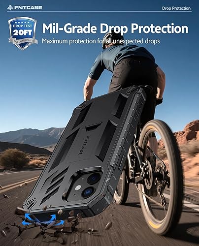 Miniatura 5 de FNTCASE Funda para iPhone 12 para iPhone 12 Pro, funda protectora resistente de grado militar a prueba de caídas con función atril  Carcasa híbrida