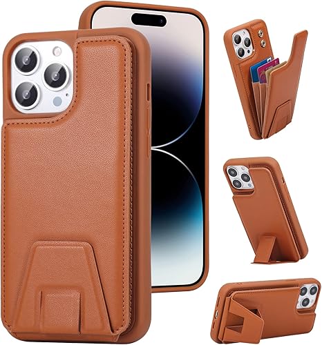 HANDODO Funda tipo cartera compatible con iPhone 14 Pro Max, funda magnética de cuero con ranuras para tarjetas, con bloqueo RFID, doble cierre,