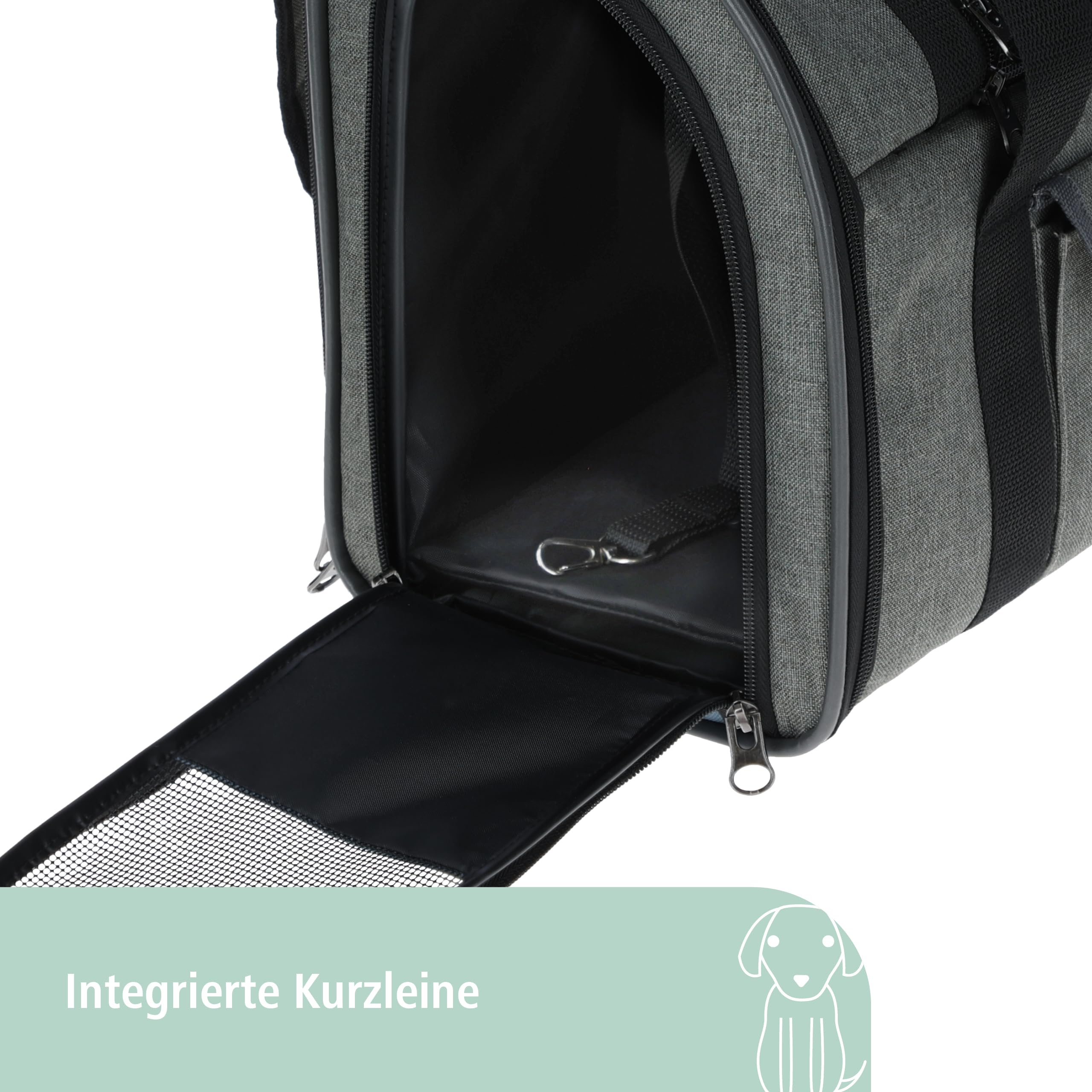 Kerbl Pet Hunderucksack Vacation, Hundetasche, Hundetransport, grau, blau, 43x24x30cm, Oxfordgewebe, kleine Hunde, Katzen, robust, schmutzabweisend