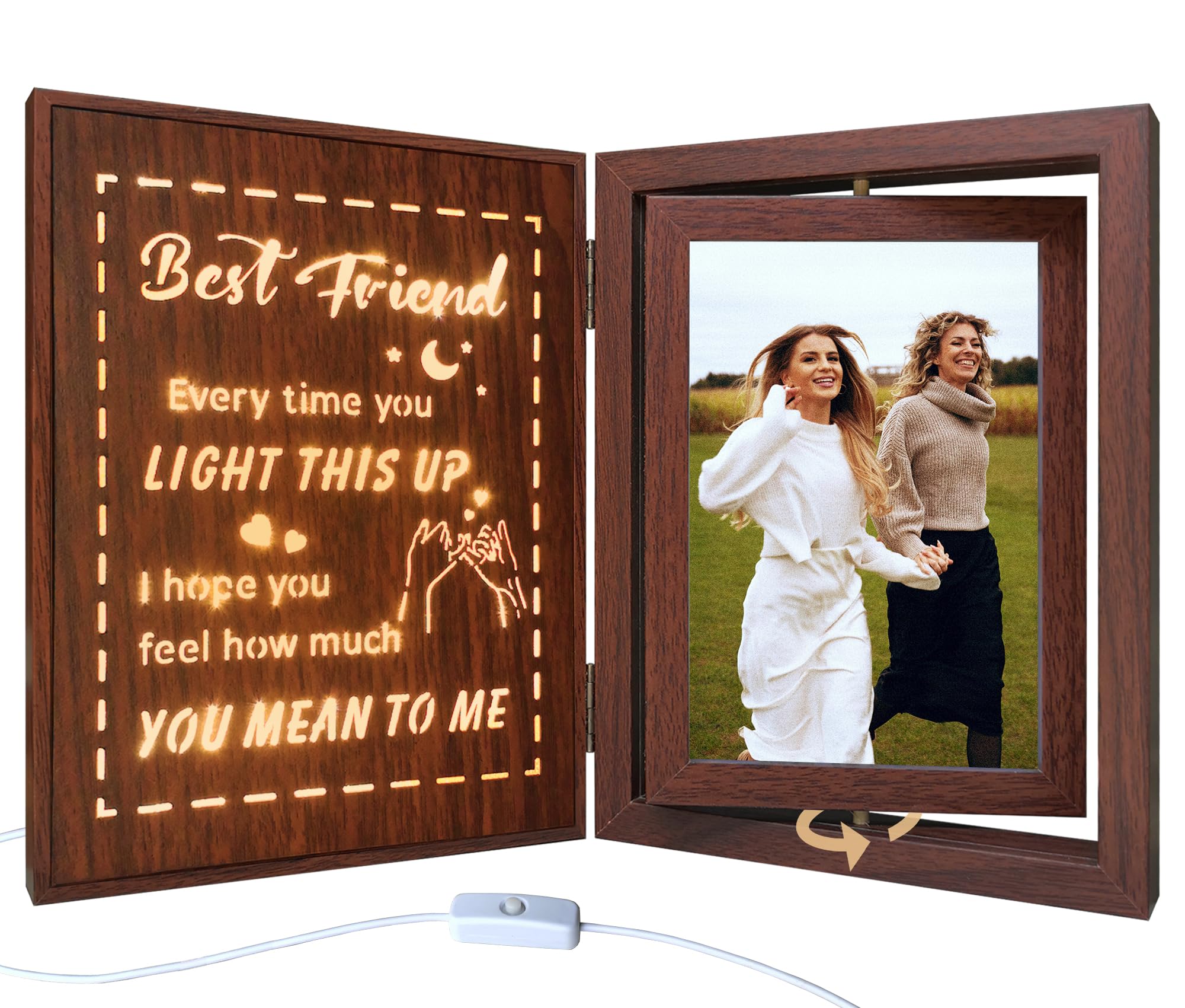 soruney Best Friend Light Up Photo Frame, Rotating BFF Friendship Gifts