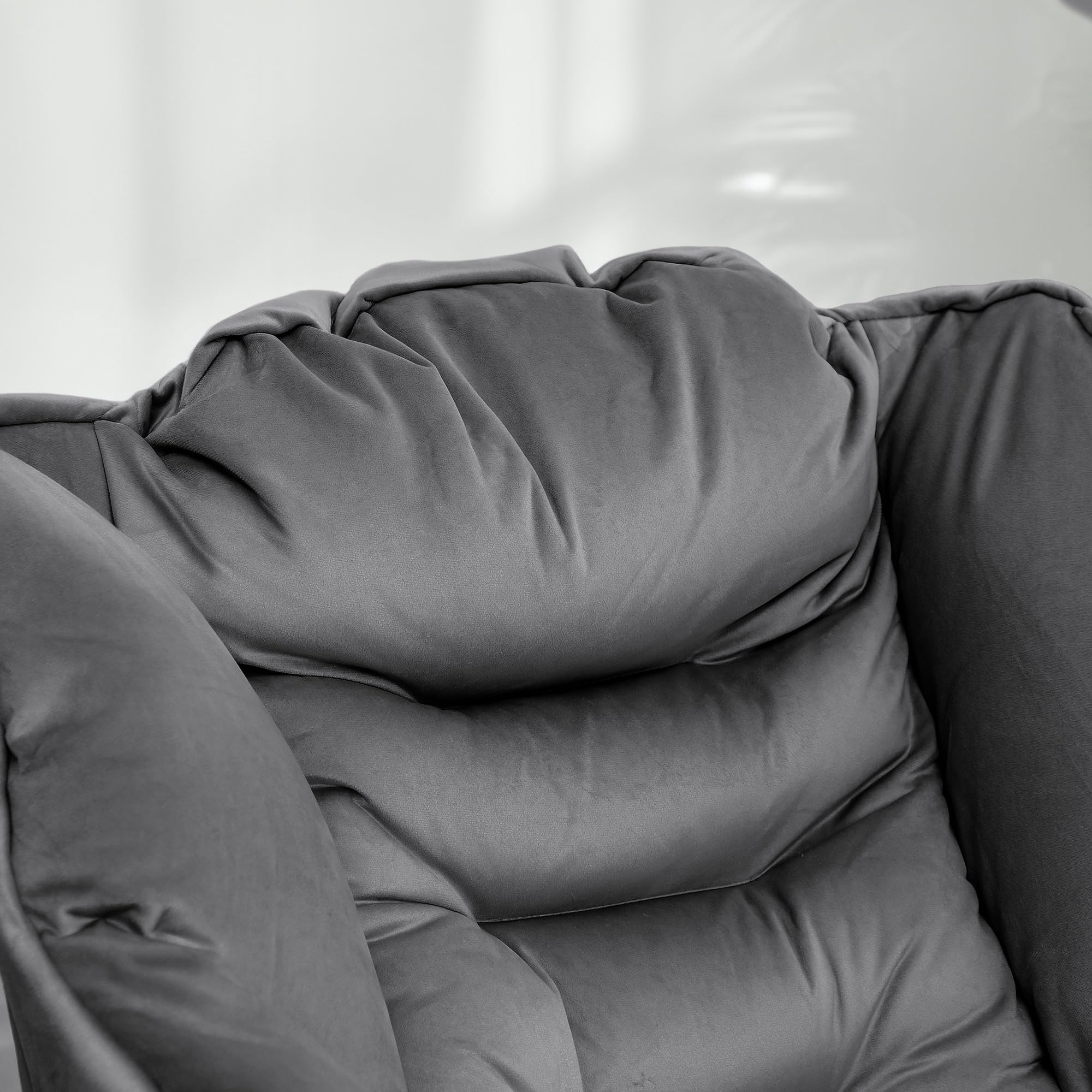 HOMCOM Set Poltrona con Poggiapiedi per Soggiorno in Tessuto Effetto Velluto, Poltrona Camera da Letto con 2 Tasche Laterali, Braccioli e Schienale, Struttura in Acciaio, 80x78x100 cm, Grigio