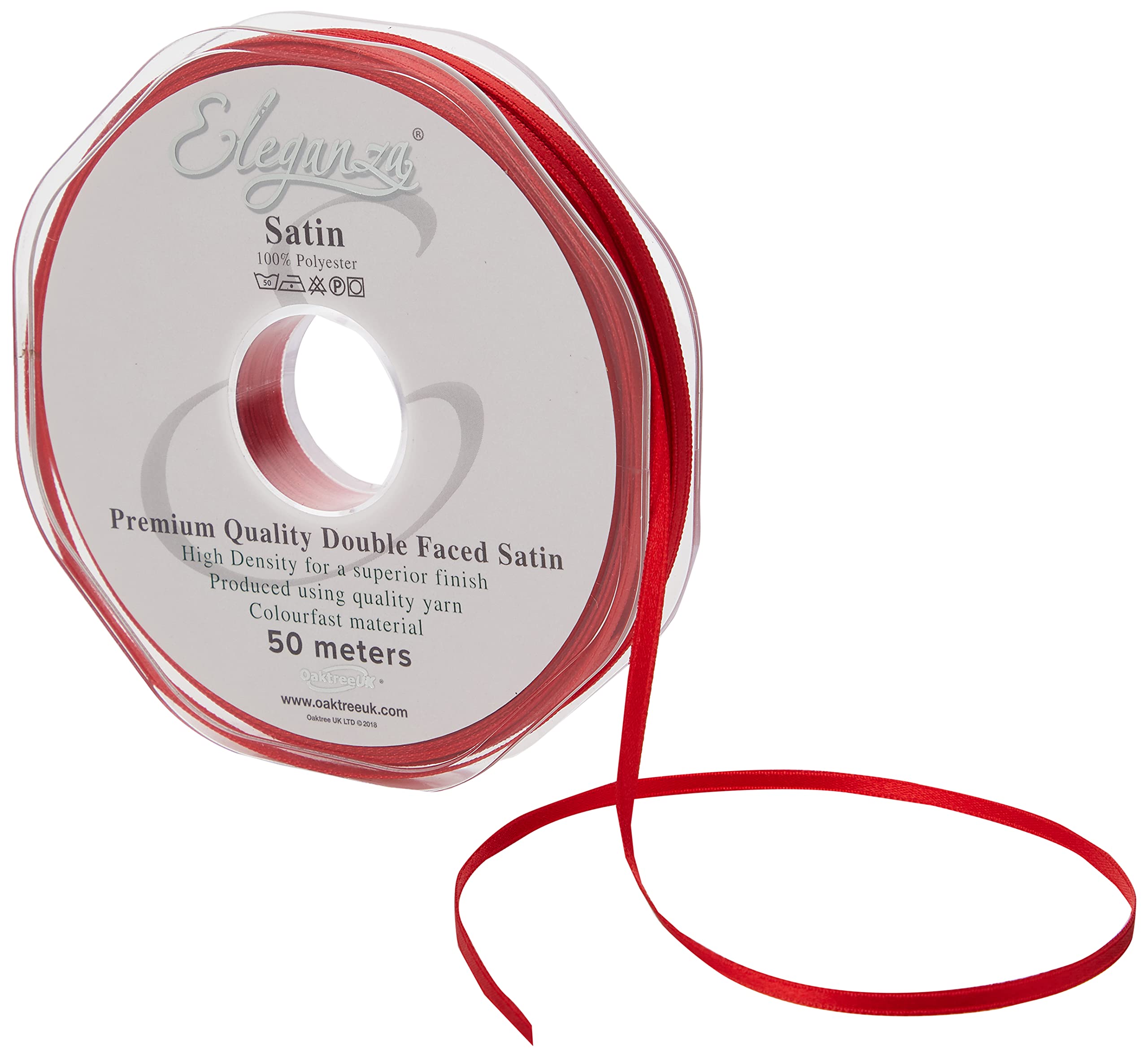 ELEGANZA Double Faced Satin 3mm x 50m Red No.16