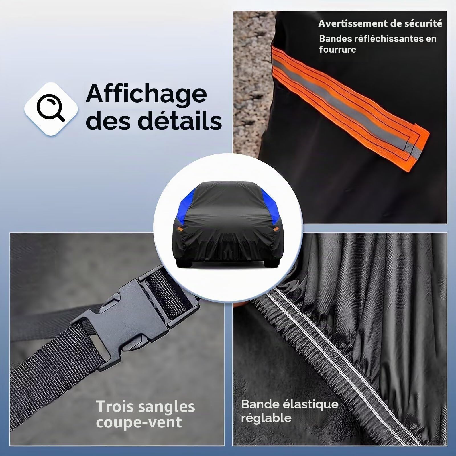 GUNHYI Bâche Voiture Exterieur Respirante et Étanche pour Tous Temps, Housse Voiture Protection Anti-UV Contre, la Poussière, la Pluie, Universelle pour Audi A3/Porsche 911/CLA/CLK/SL (450-470 cm) 3L