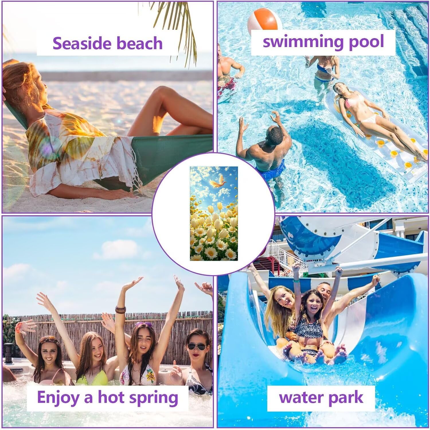 Ręcznik plażowy xxl, 2 szt. w kwiaty ptaki ręcznik z mikrofibry 90 x 200 cm, duży, lekki i szybkoschnący ręcznik plażowy nadaje się do sauny, dla mężczyzn, kobiet, akcesoriów plażowych n-463
