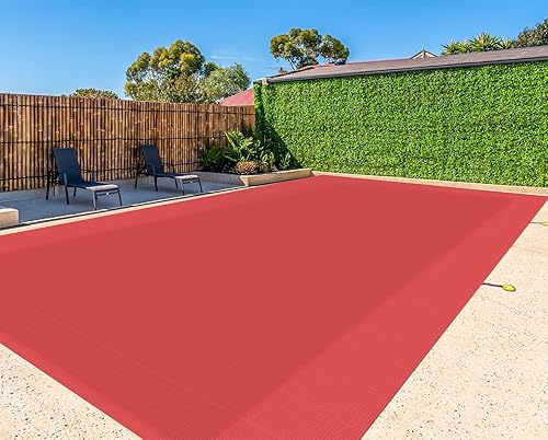 Miniatura 6 de Coarbor Cubierta de seguridad de piscina de invierno de 12 x 24 pies para piscina enterrada, cubierta de malla rectangular de color rojo