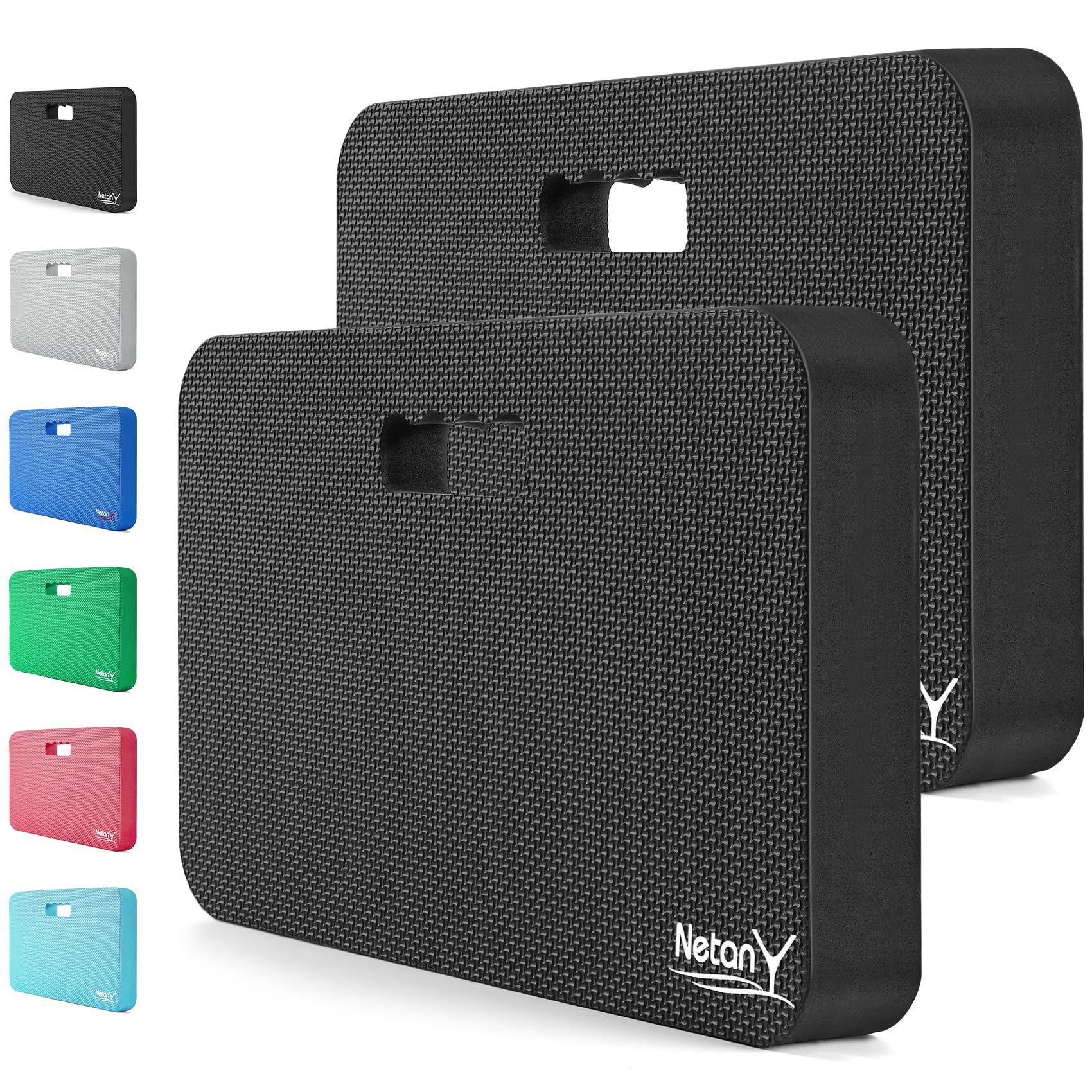 2 Pack Extra Thick Kneeling Pad for Gardening, Comfortable Knee Pad Cushion, Extra Large Foam Kneeler Mat for Gardening, Baby Bath, Workout, Exercise & Yoga, Mechanic, 17.8 x 11 x 1.5 in, Black