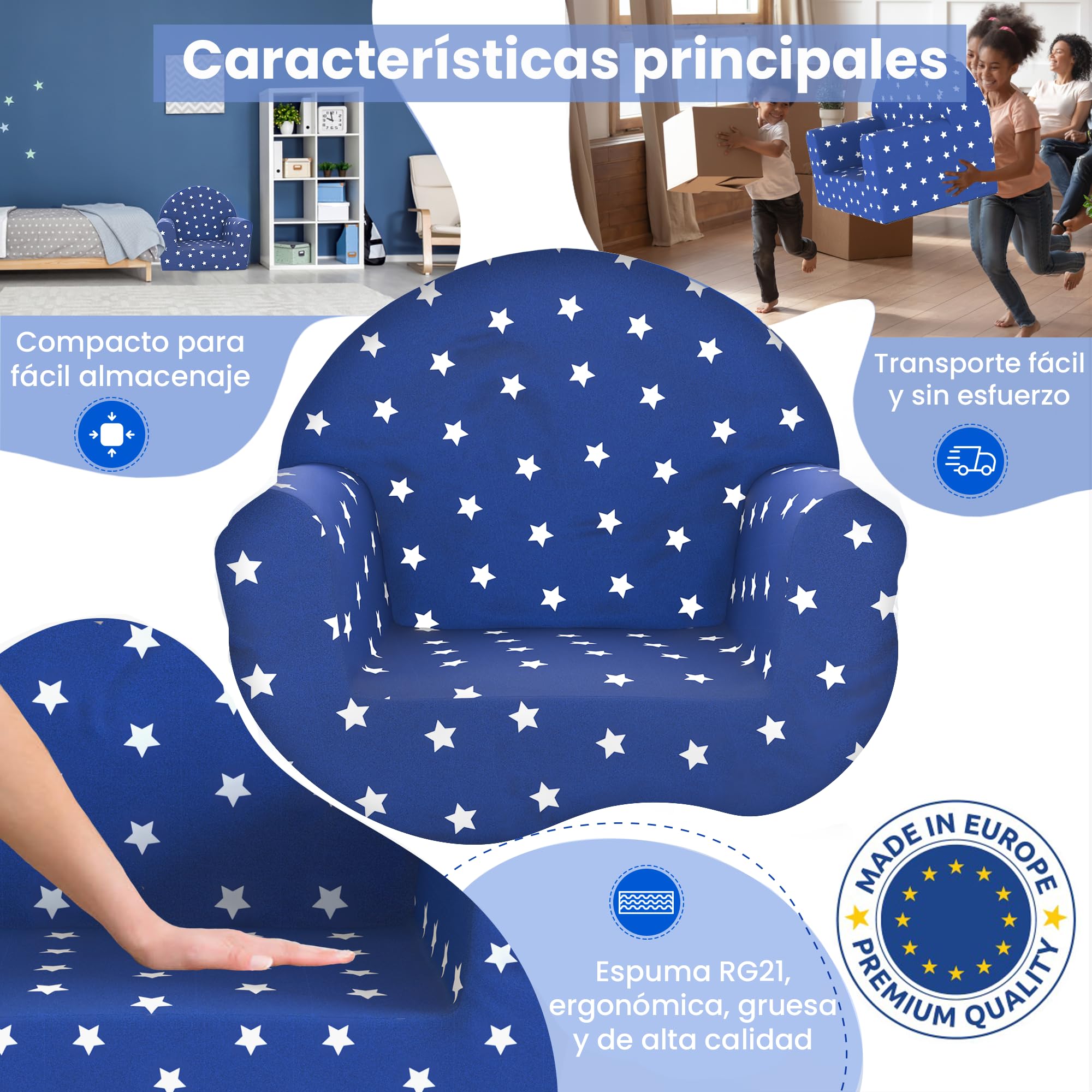 TEHORNEO Sillon Bebe, Sillon Infantil 50x44x38cm, Sillon Bebe 1 - 2 años, Sofá Infantil, Sillones Infantiles, Sofa Bebe, Sillón Infantil, Sofa para Niños, Sofa Niños, Sillon Niño, Sofa Infantil