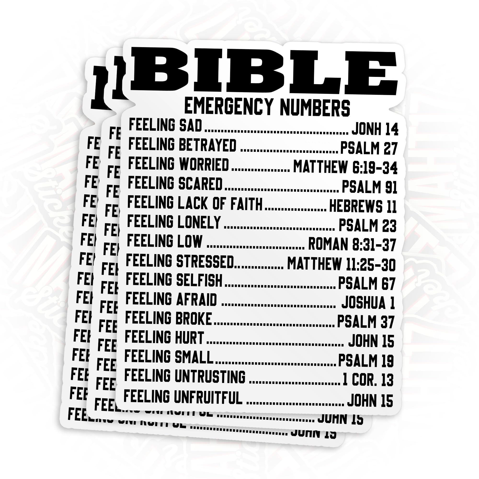 Photo 1 of (3Pcs) Bible Emergency Numbers Sticker Catholic Christian Stickers Religious Jesus Psalm 3" Waterproof Die-Cut Vinyl Sticker for Kindle Laptop Water Bottles Decal Birthday Gifts for Her Him 3 Inches