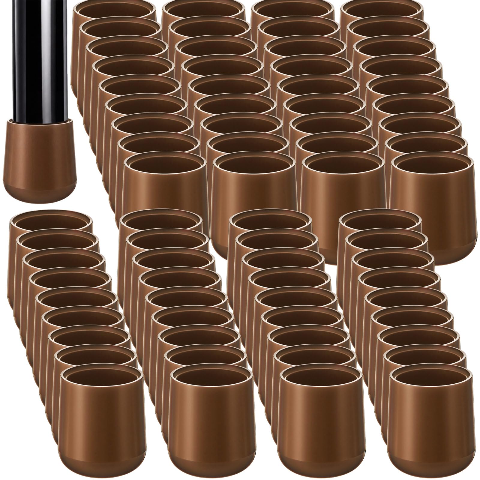 Photo 1 of Jetec Folding Chair Leg Caps - 72 Pcs Brown, 3/4 Inch Round Protectors