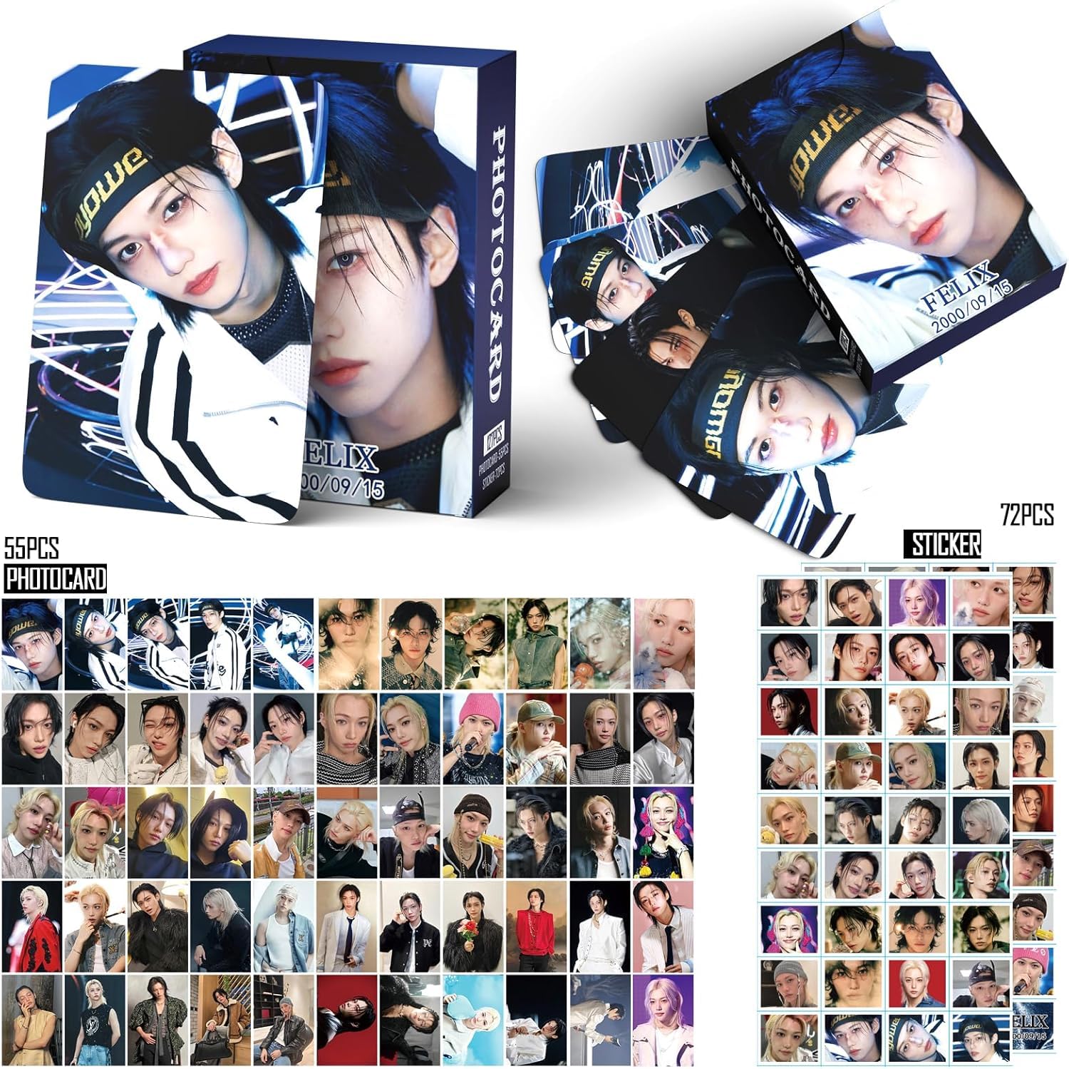 Stray Kids Photocards 127 PCS Stray Kids Hollow Photo Cards Stray Kids Dominate World Tour Photocards lomo Card Gift Lomo Cards Merch for Stray Kids Boys and Girls (Felix)