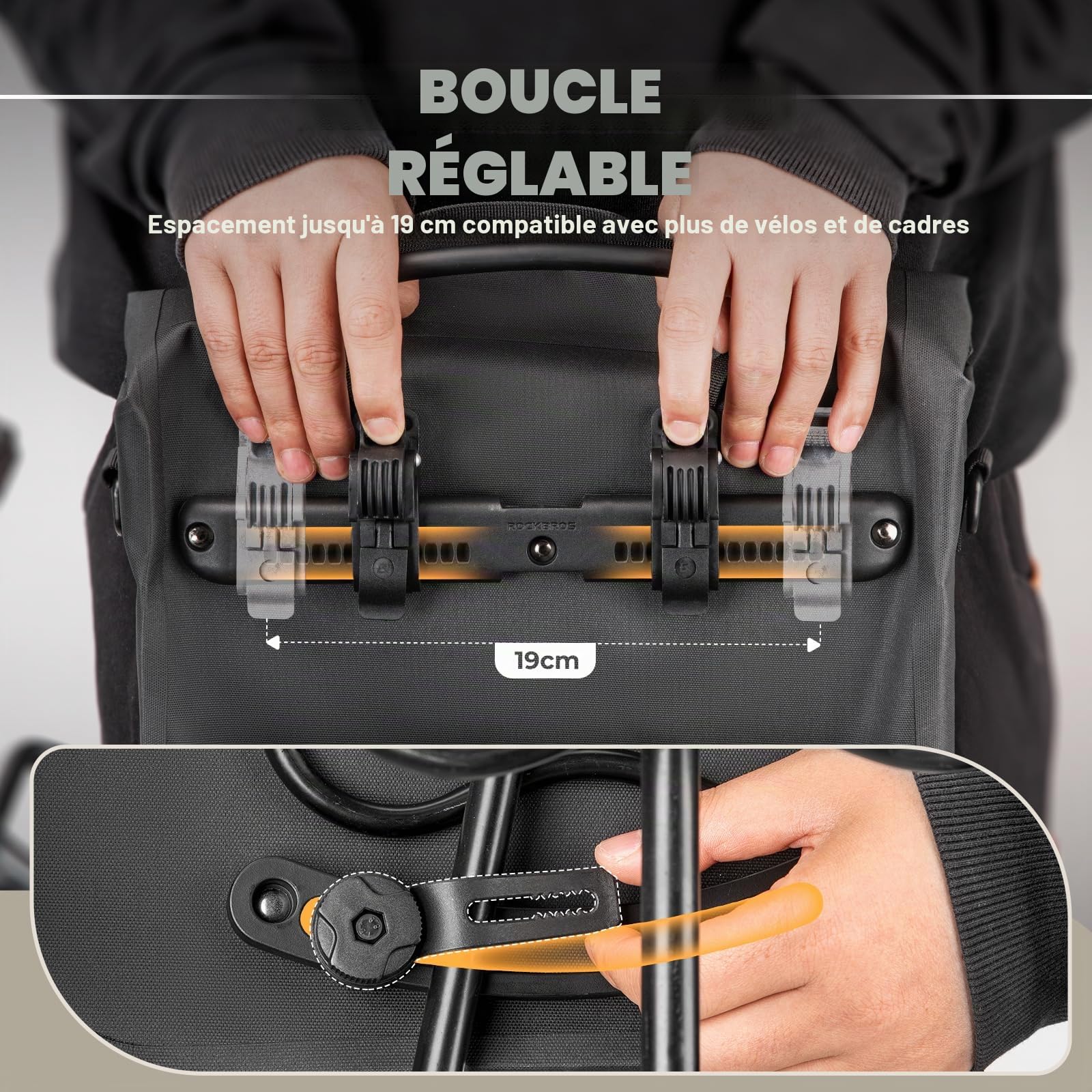 ROCKBROS Sacoche de Porte-Bagages de vélo 9L-15L Sacoche de Vélo Imperméable Réfléchissantes Porte-Bagages arrière, Siège Arrière Double Face avec Bandoulière de Rangement, Noir Vert