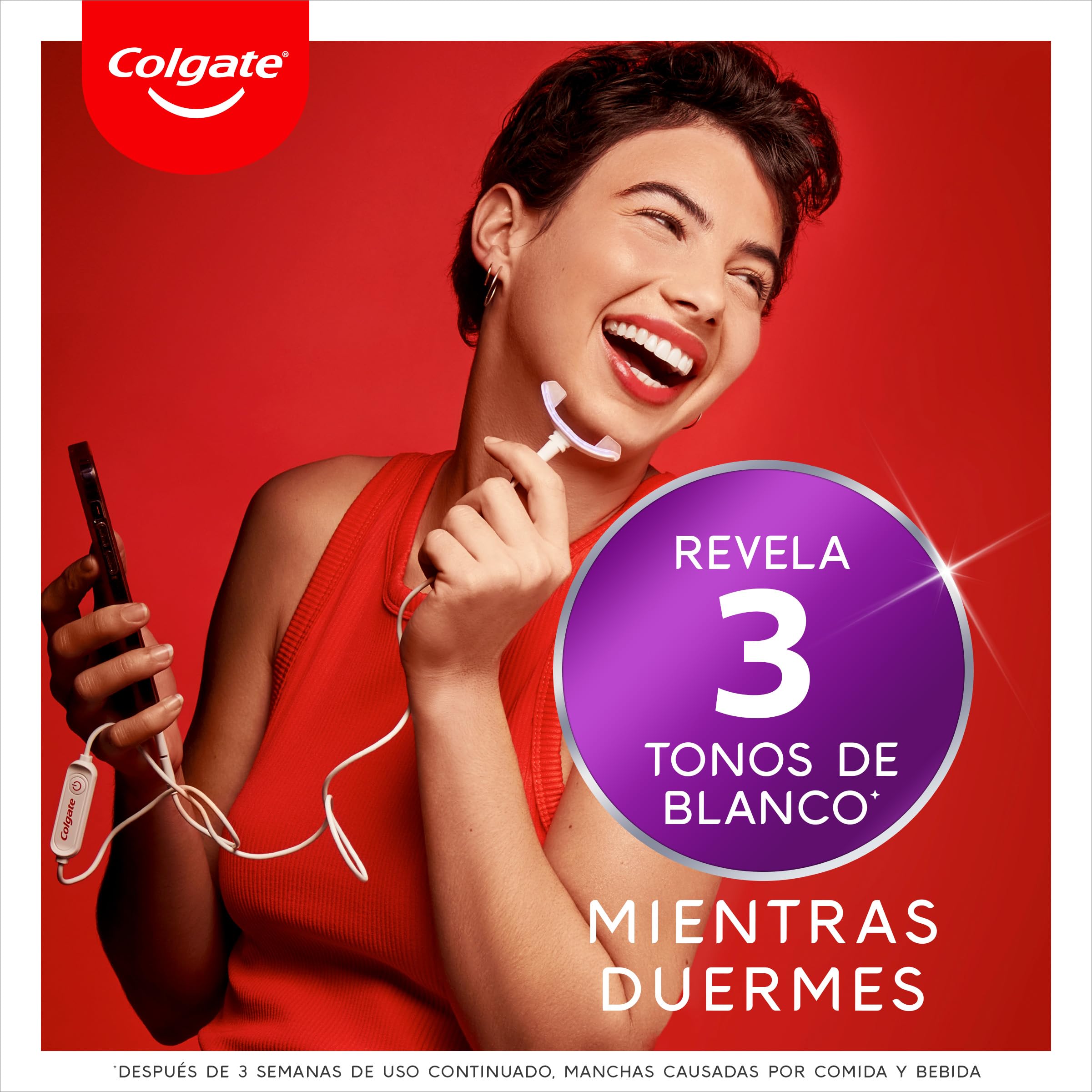 COLGATE Max White Ultimate Kit de Blanqueamiento Dental LED en Casa, Seguro para el Esmalte, Revierte hasta 20 Años de Manchas, Incluye Pincel Blanqueador