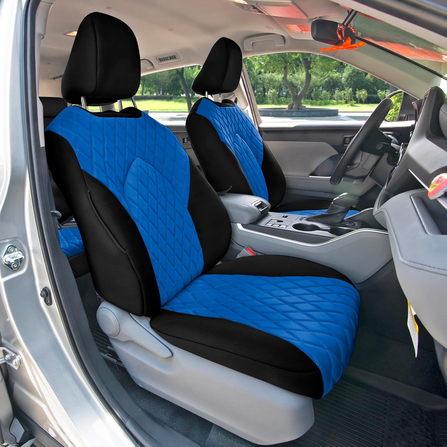 FH Group Custom Fit Car Seat Covers Specifically Made for 2020-2024 Toyota Highlander, Front Set Blue Ultraflex Neoprene Automotive Seat Covers, Toyota Accessories
