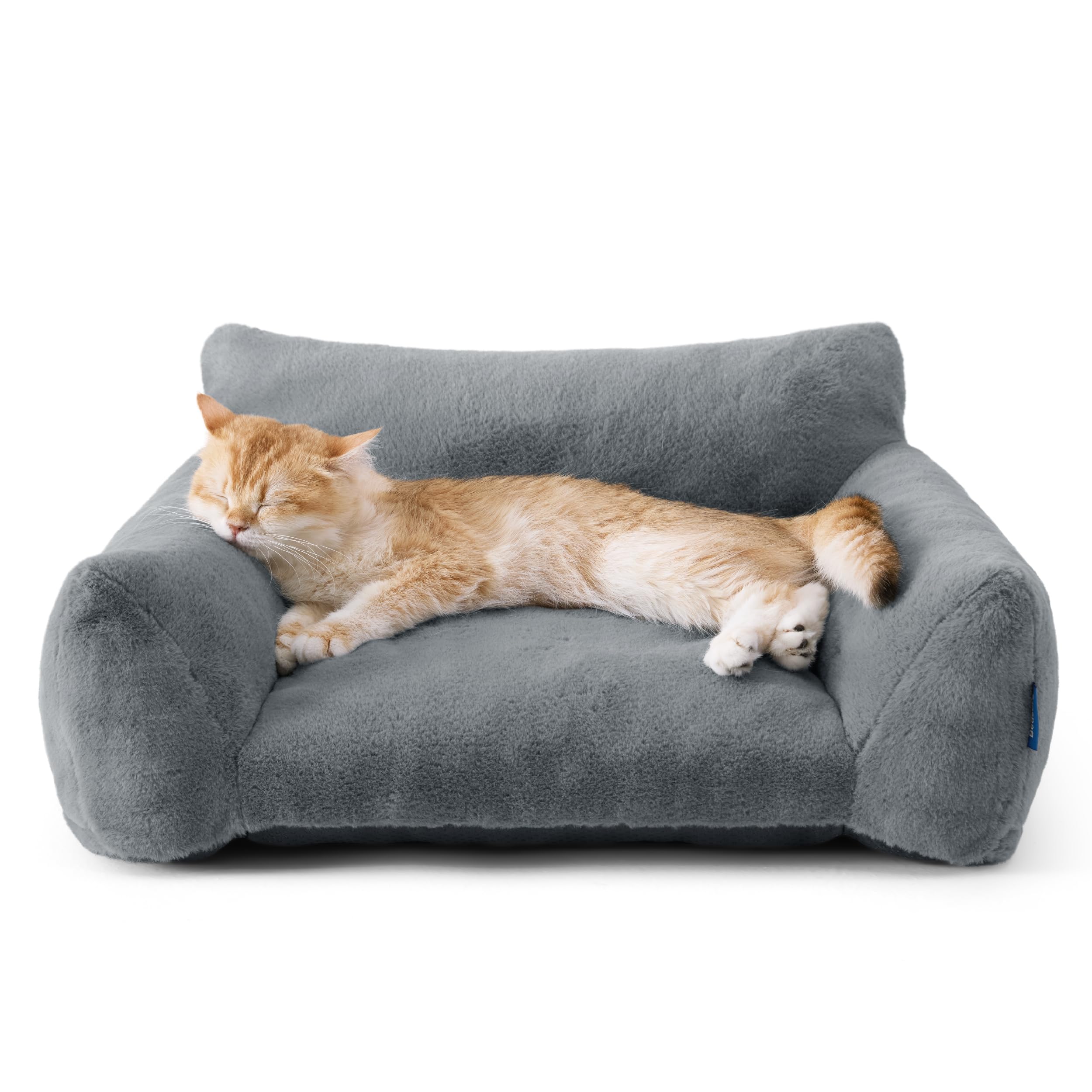 BEDSURE Katzensofa Katzenbett - 61x46x25/76x51x25cm, Dunkelgrau/Kamel