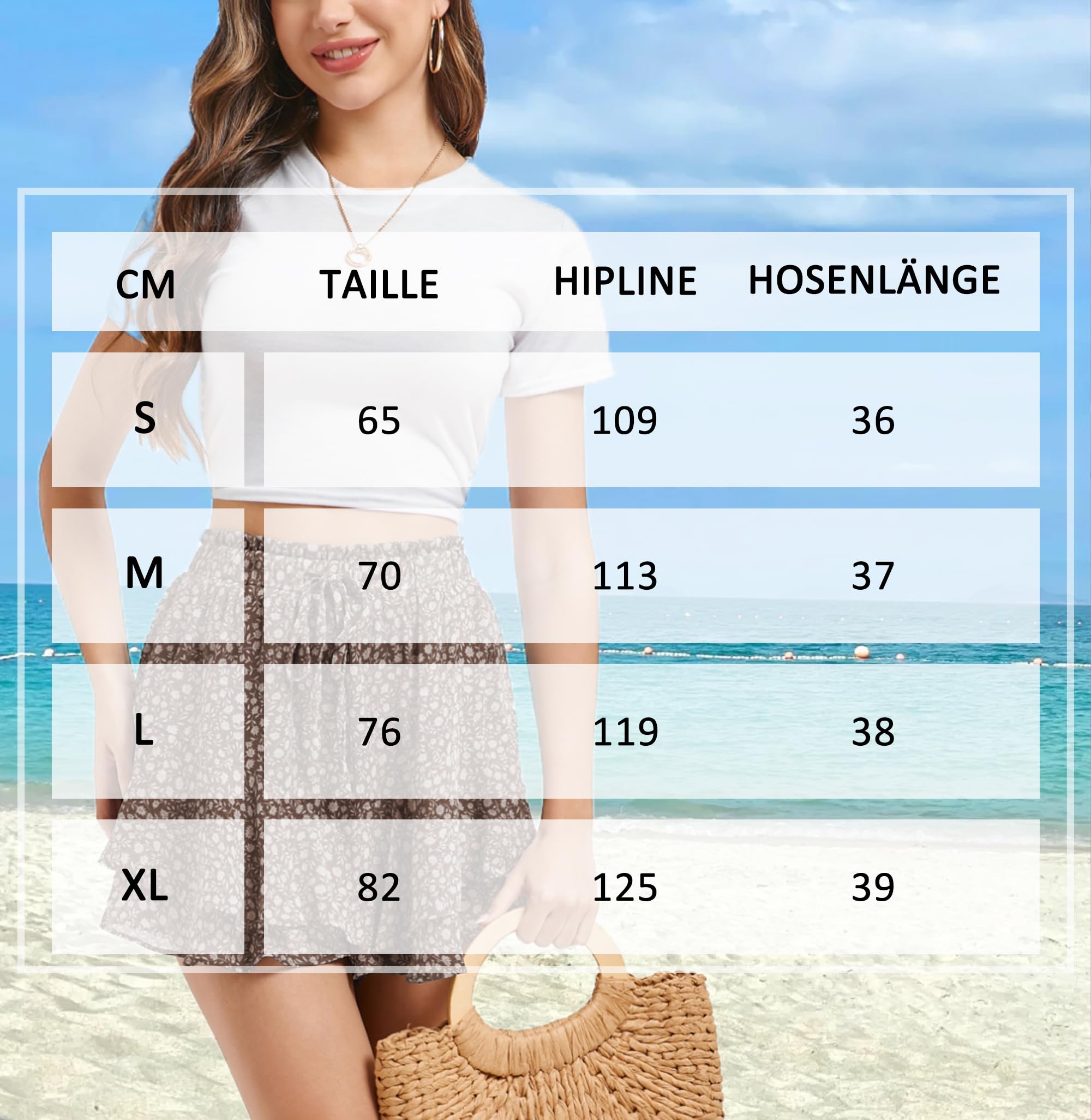 Jhsnjnr Hosenrock Damen Shorts Sommer Chiffon Rock Hohe Taille Doppellagiger Rüschen Leicht Strandrock Urlaub Kurze Sommerrock