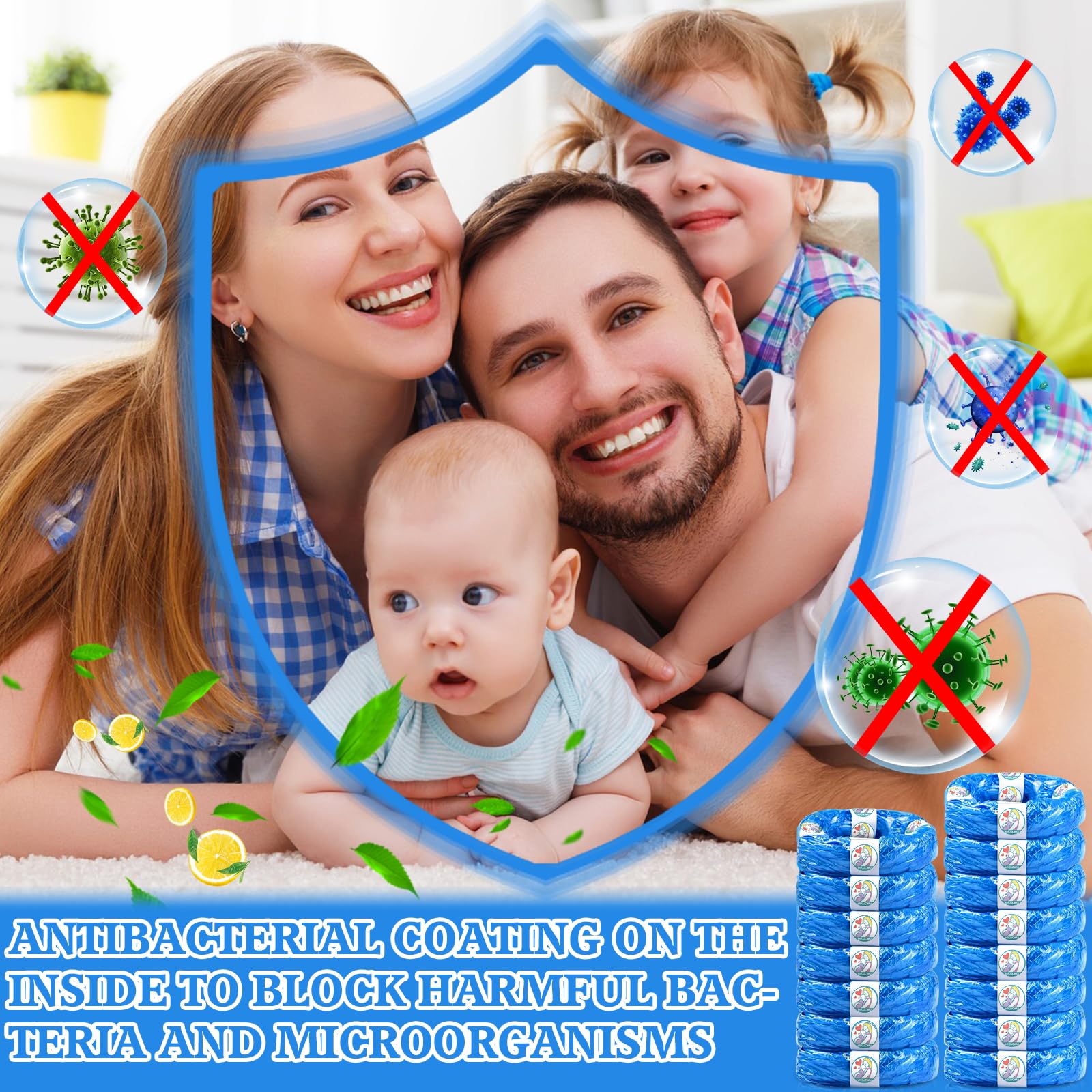 Ricarica Mangiapannolini Antibatterica - Set Di 15 Sacchetti Con Olio Di Limone, Compatibile Con Secchielli Rotondi/Ottagonali