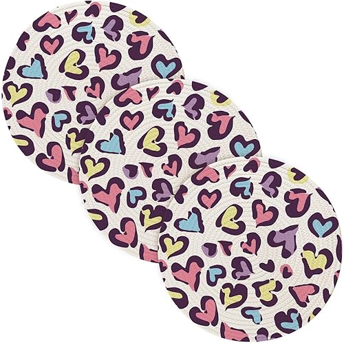 ZRWLUCKY 3 Pcs Trivet Set for Hot Dishes 15in Cotton Thread Weave Hot Pads for Microwave Stove Protecting Counter Heart Aesthetic Unique Beauty
