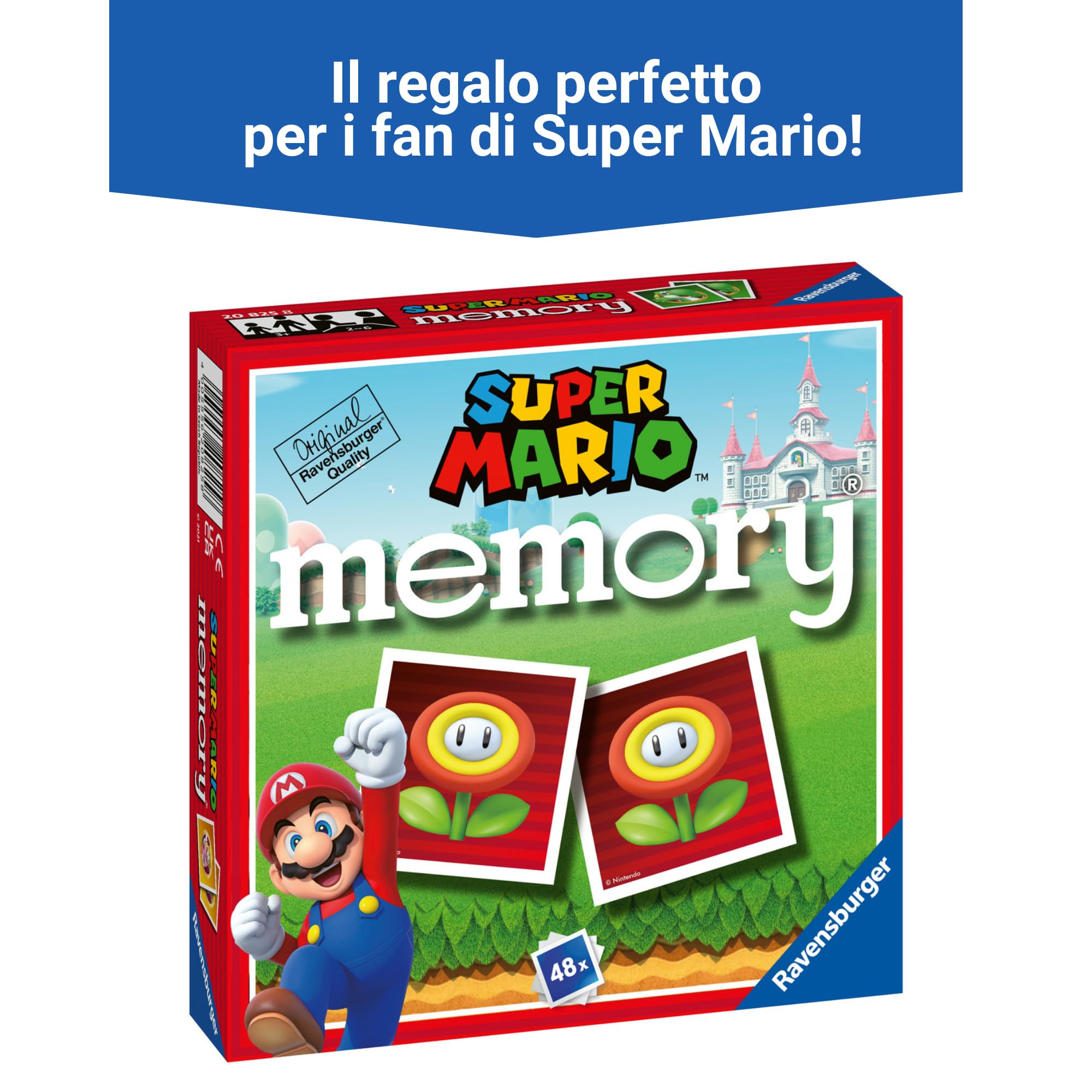 Ravensburger - Super Mario Mini Memory | Gioco Bambino 3 Anni | Memory Gioco per Bambino | 48 Carte Di Supermario | Regalo Bambino 3 Anni o Piu | Mario Bros | 2-6 Giocatori