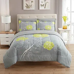 Sweet Home Collection 7 Piece Comforter Set Bag Solid Color All Season Soft Down Alternative Blanket & Luxurious Microfiber Bed Sheets, Florence, Full