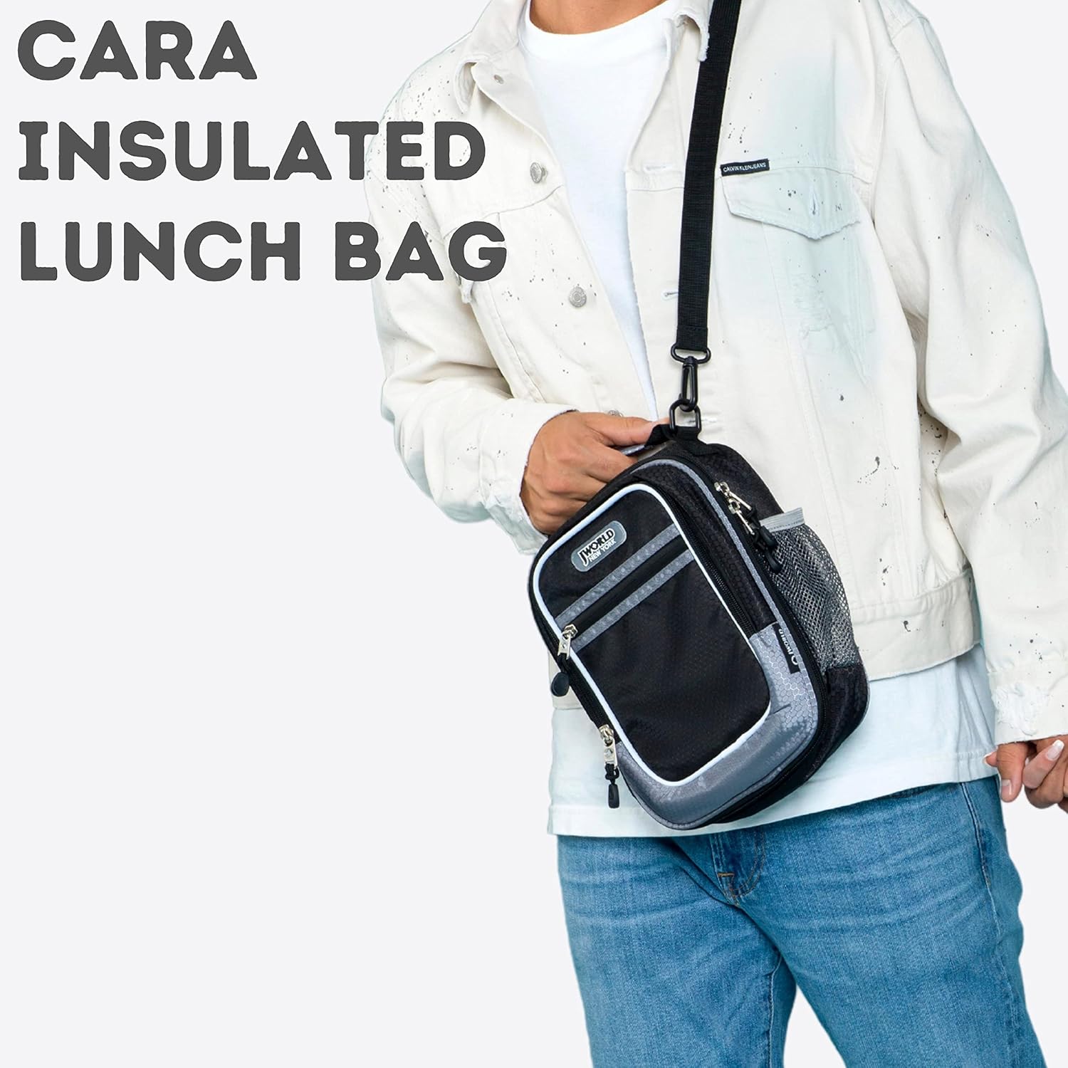 J World Cara Lunch Bag. Insulated Lunch-Box for Boys Girls Adult, Navy