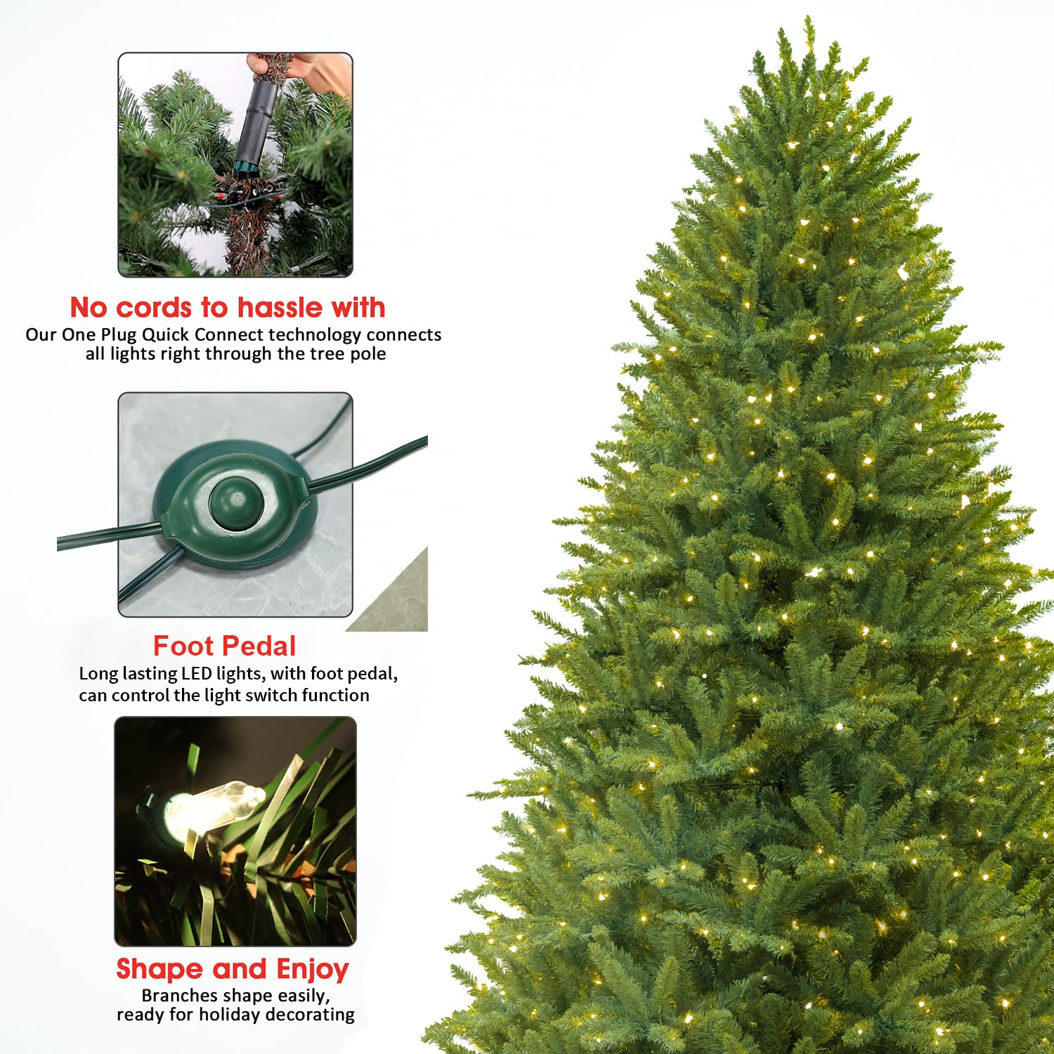 New One Christmas Tree 7.5 Feet Prelit Ashland Pine Artificial