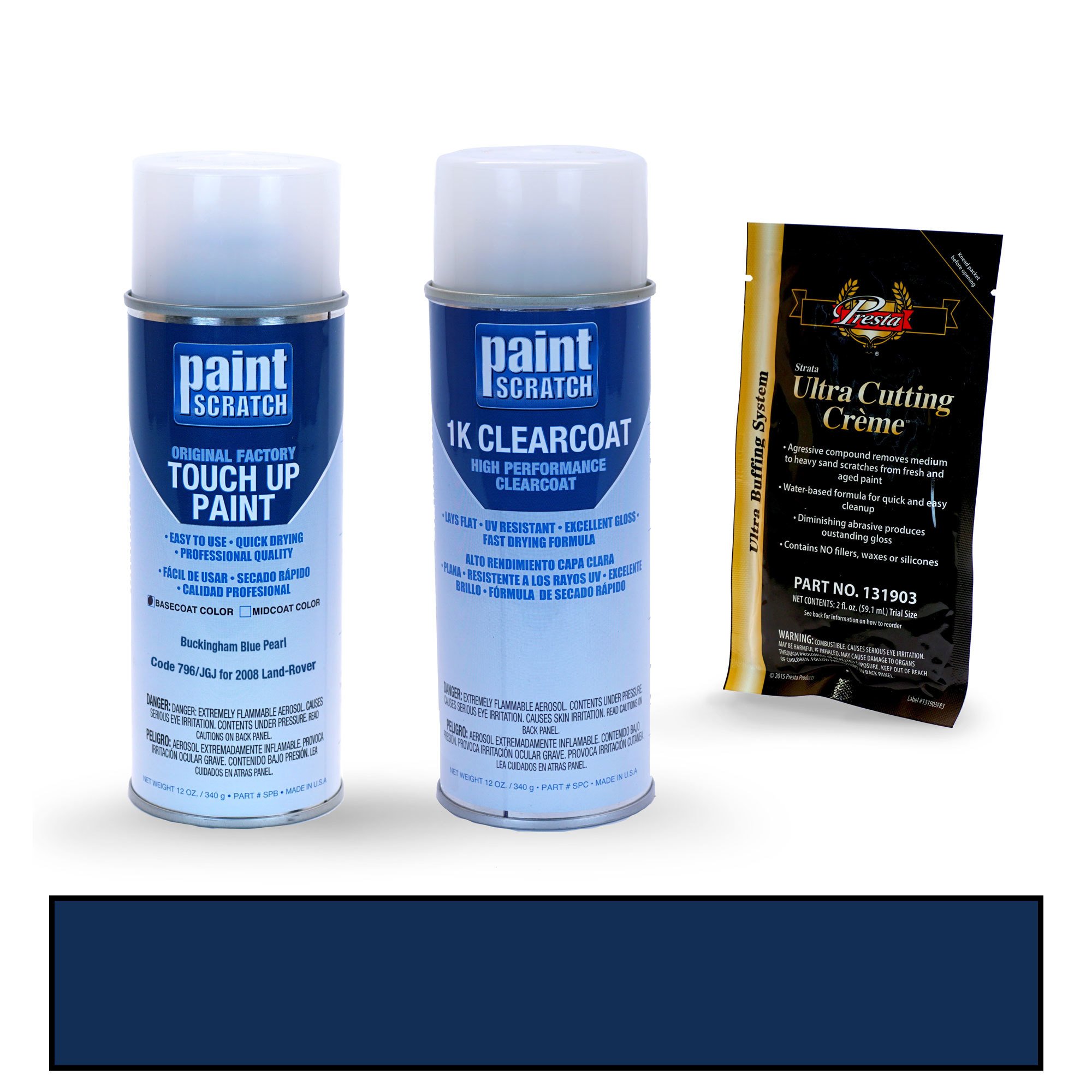 Touch Up Paint Spray Can Car Scratch Repair Kit - Compatible/Replacement for 2008 Land-Rover Range Rover Buckingham Blue Pearl (Color Code: 796/JGJ)