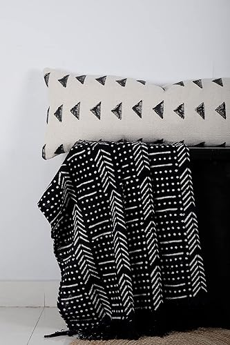 Miniatura 2 de Trade Star Alfombra gruesa hecha a mano con estampado tribal funda de almohada bohemia de 100  algodón funda de cojín rectangular de tela de barro