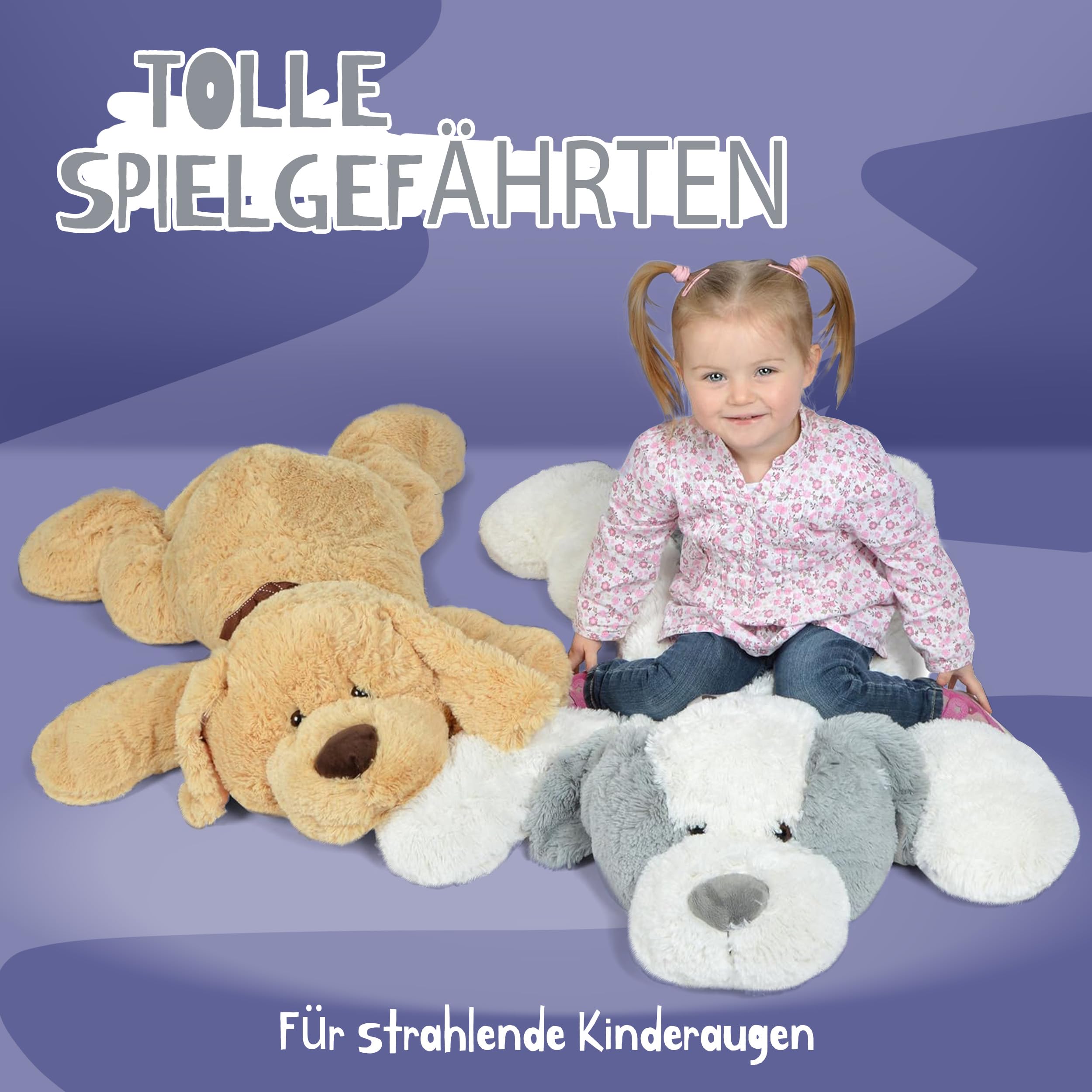 Pink Papaya Riesen Kuschel-Hund Lou, 100cm, weiches XXL Kuscheltier, großer XXL Hund für Mädchen und Jungen, kuscheliges Stofftier für Jung und Alt, pflegeleichtes Fell