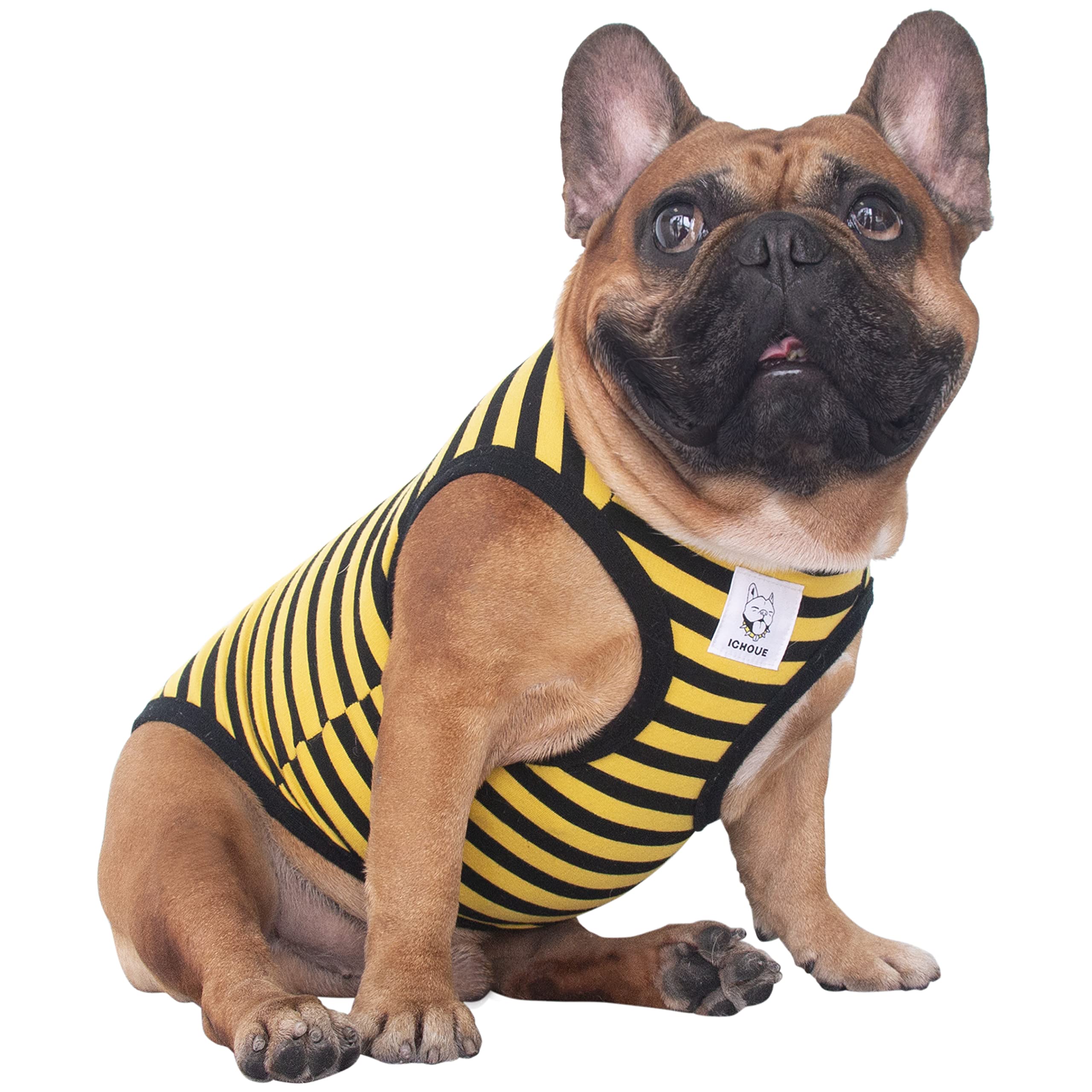 iChoue French Bulldog 100% Breathable Cotton Striped T Shirts Halloween Vest Clothes for Small Dogs Tank Tops Puppy Frenchie Pug English Boston