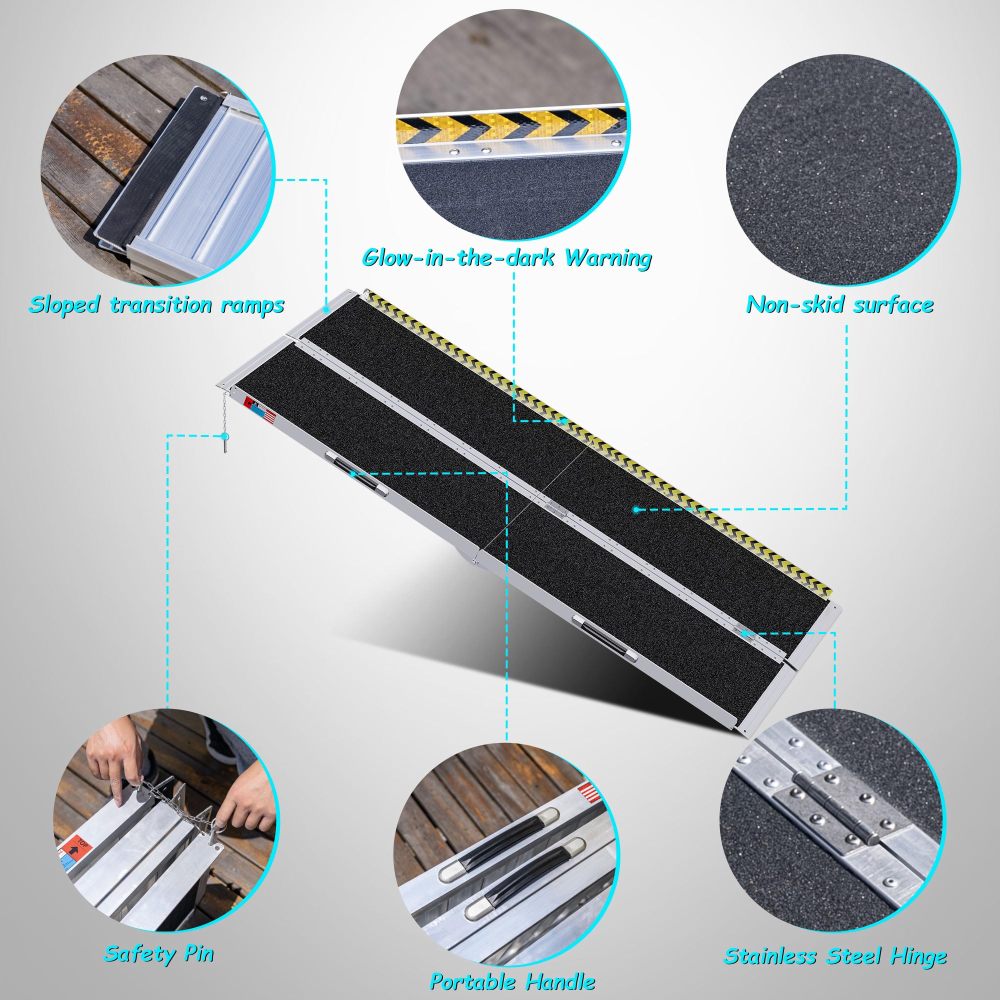 Snapklik.com : WHALEMOTOR Portable Wheelchair Ramp 7FT, Anti-Slip ...