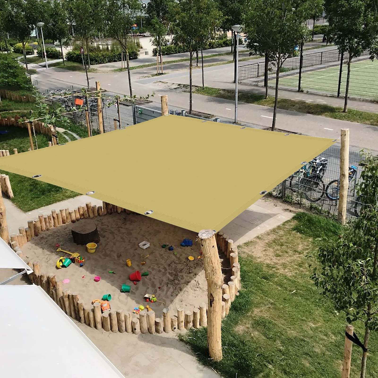 Toile ombrage anti-déchirure en tissu PES jaune sable