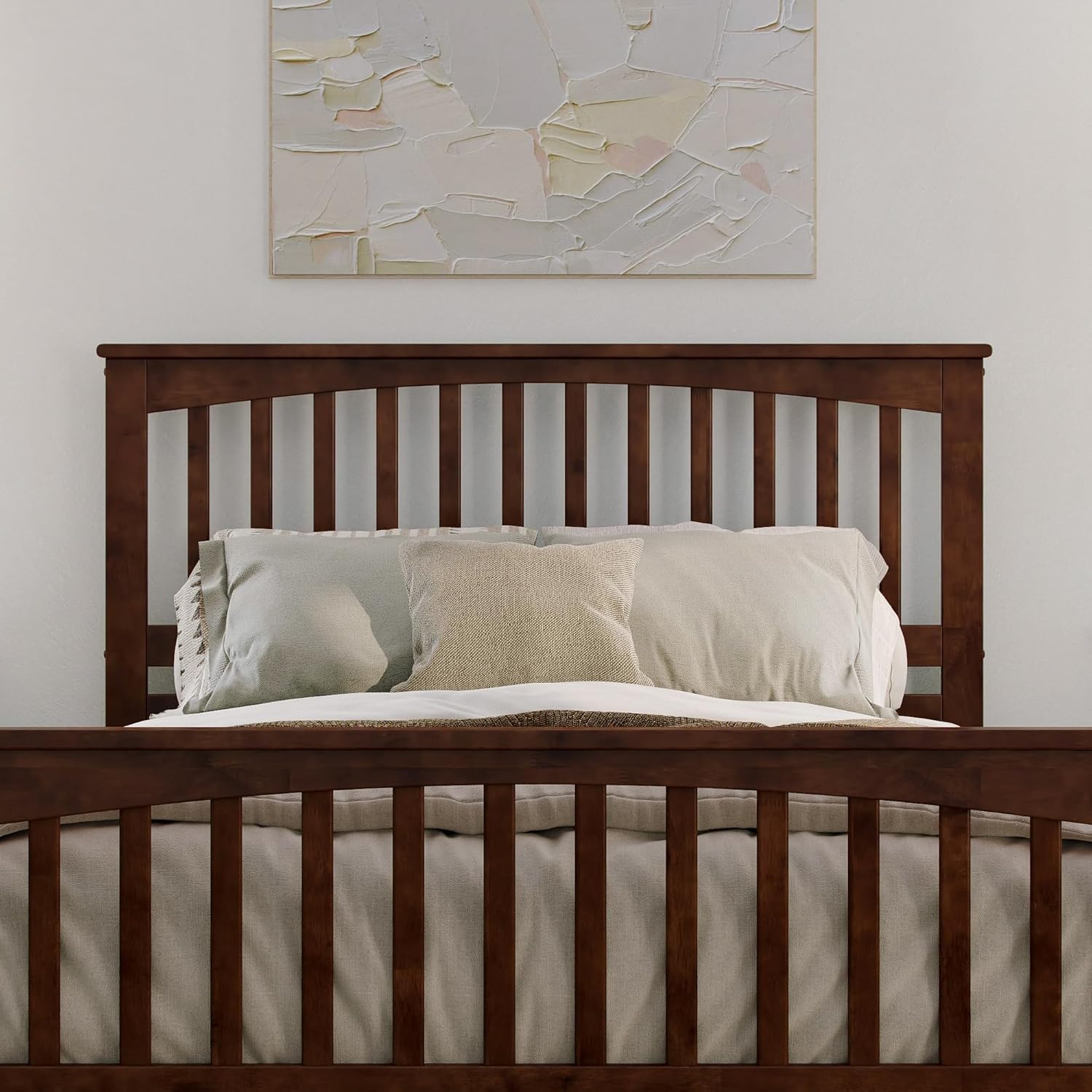 AFI, Camilla Queen Low Profile Platform Bed with Matching Footboard, Walnut