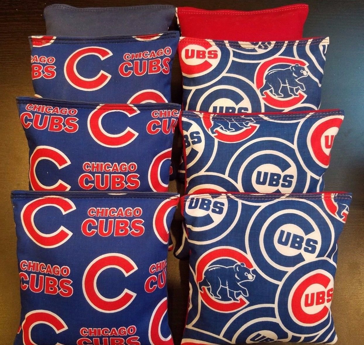 BackYardGamesUSA All Weather 8 ACA Regulation Cornhole Bean Bags Made w Chicago Baseball Fabric Waterproof!