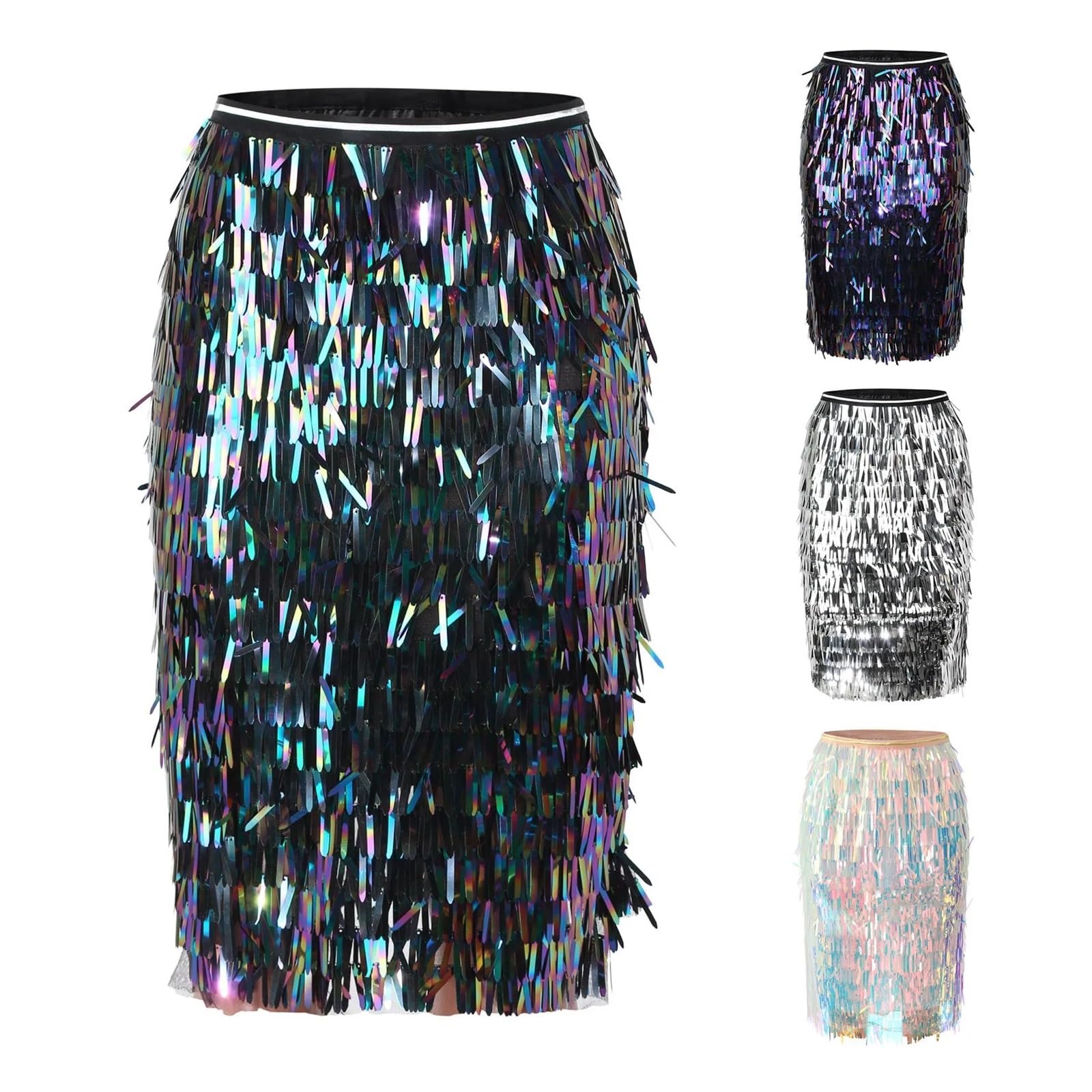 Donne alla Moda Casual Sexy Paillettes avvolgenti Glutei gonne Super abbagliante colorato Nappa Vita Alta Mezza Lunghezza Gonna per Le Feste