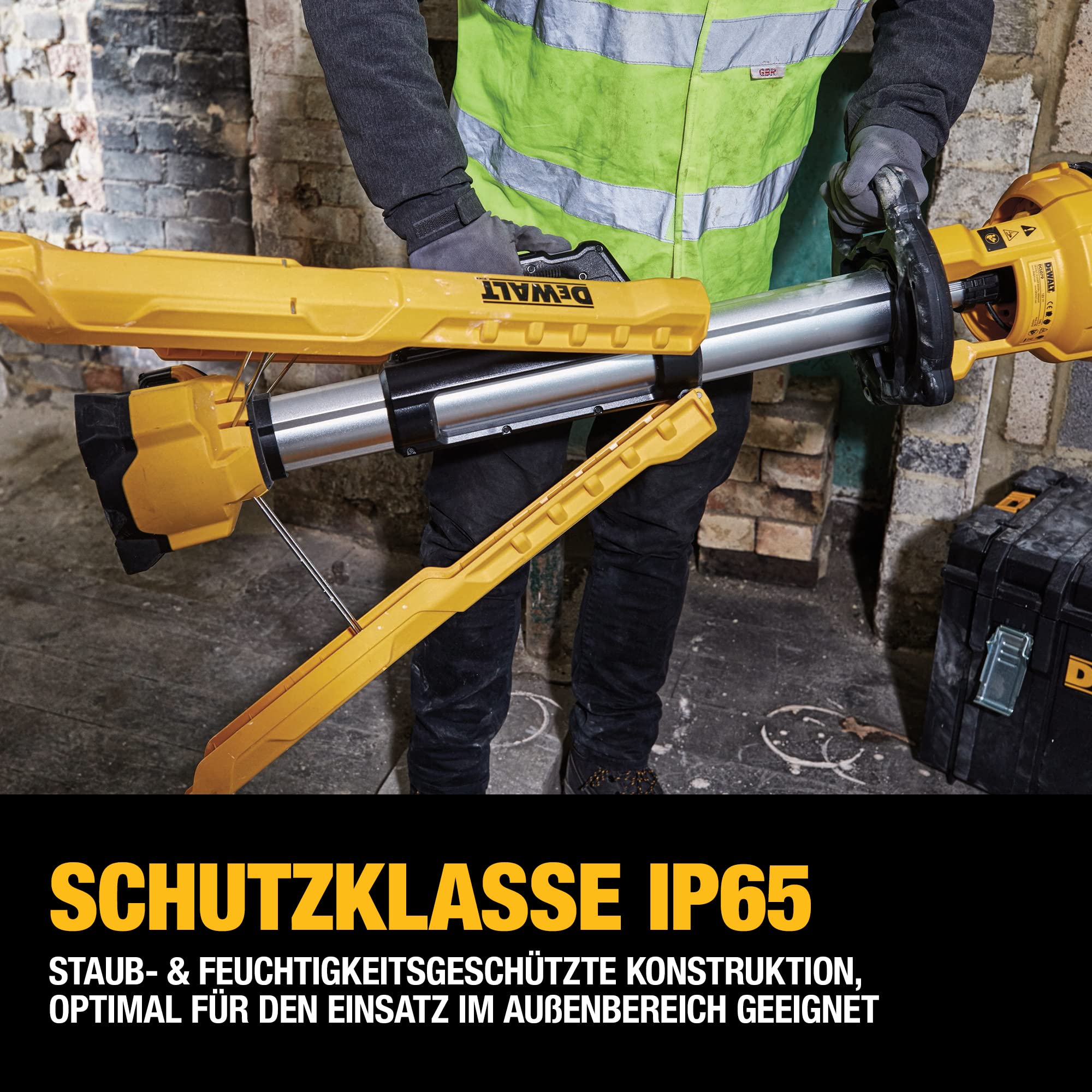 DEWALT LED Akku-Baustellenstrahler (18 Volt XR ausziehbar bis 2.20 m, extrem leistungsstark, dreistufige Lichtstärkeneinstellung, dreh- und neigbar, Lieferung ohne Akku & Ladegerät) DCL079