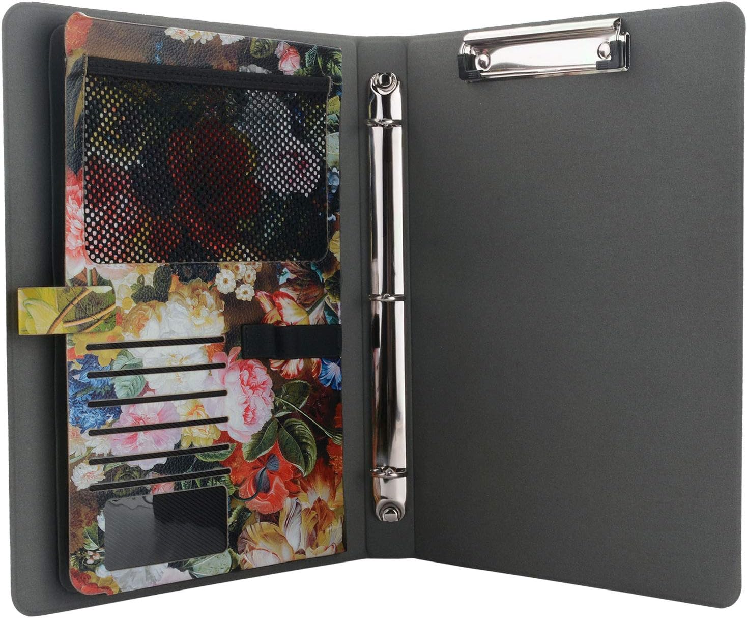 XIAOZHI Professional Portfolio, Floral Painting PU Leather Binder Padfolio, Business Planner Organizer with 3-Ring Binder, Purple, 9.5 x 9.5 x 12.8" : Office Products
