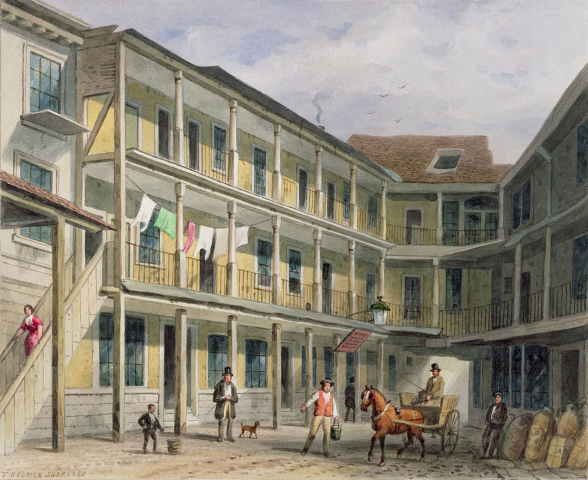 POSTERIIk Vintage Print Pop Art Landscape Artwork View of boar Inn Yard No Aldgate by Hosmer Shepherd Art Prints for Office Home Decor 60x90cm